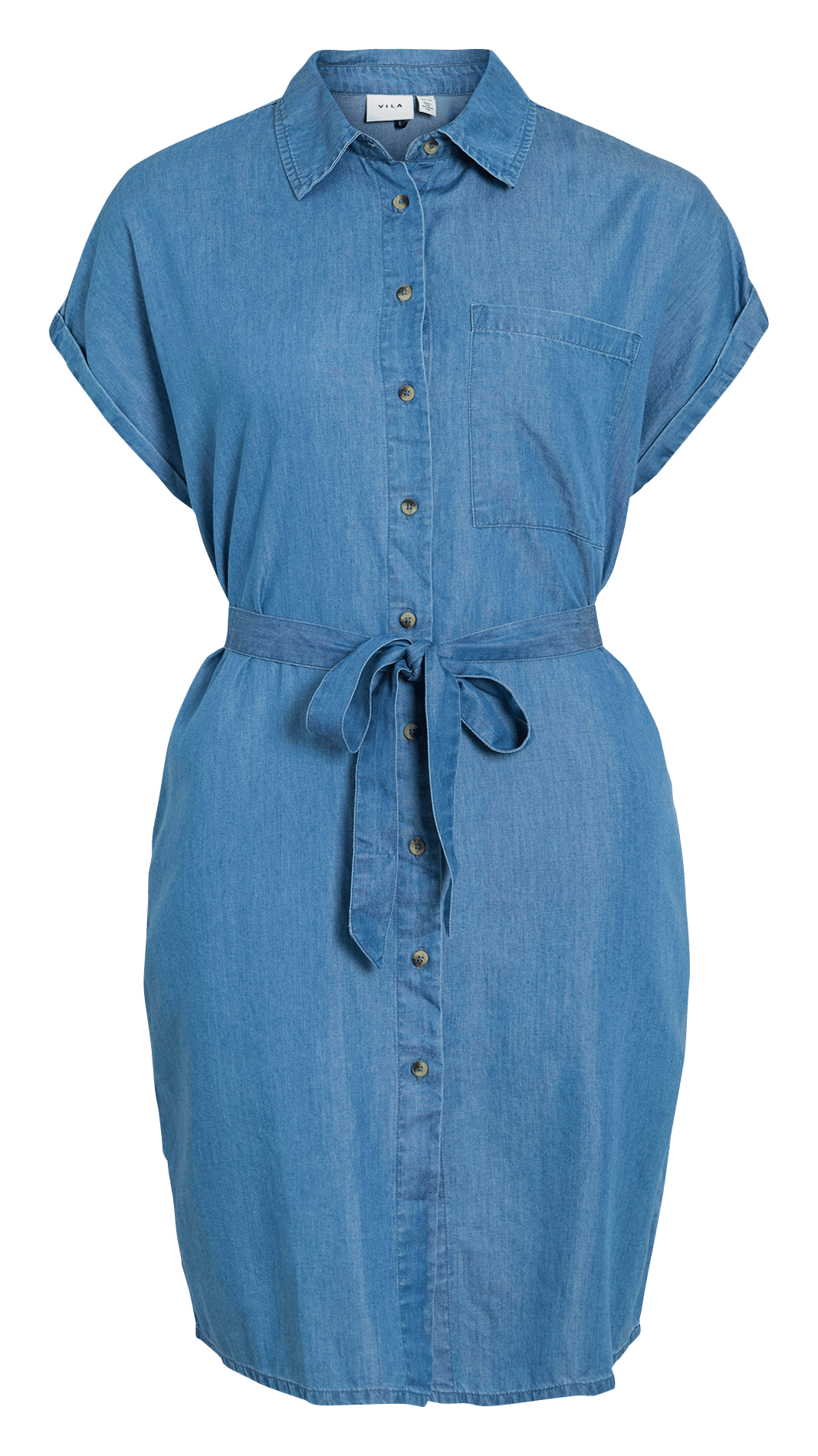 Robe courte col classique en coton bio mélangé VILA Bleu