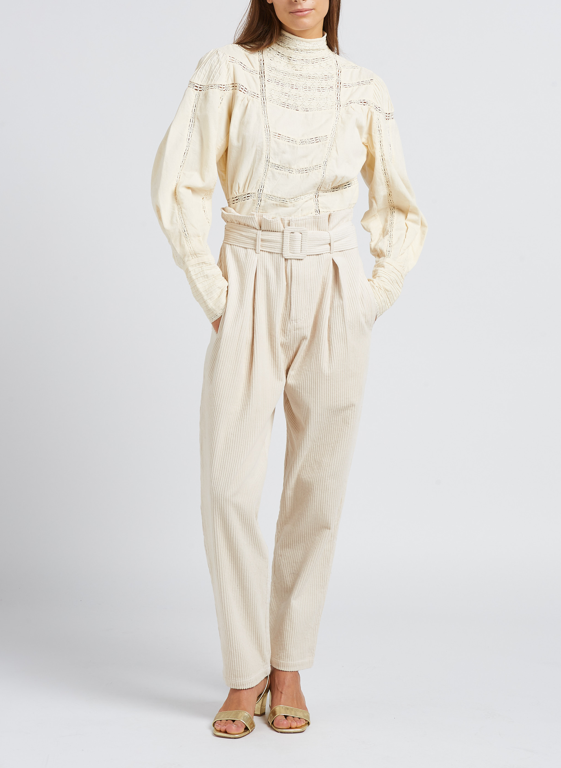 Top col montant en coton MES DEMOISELLES Blanc