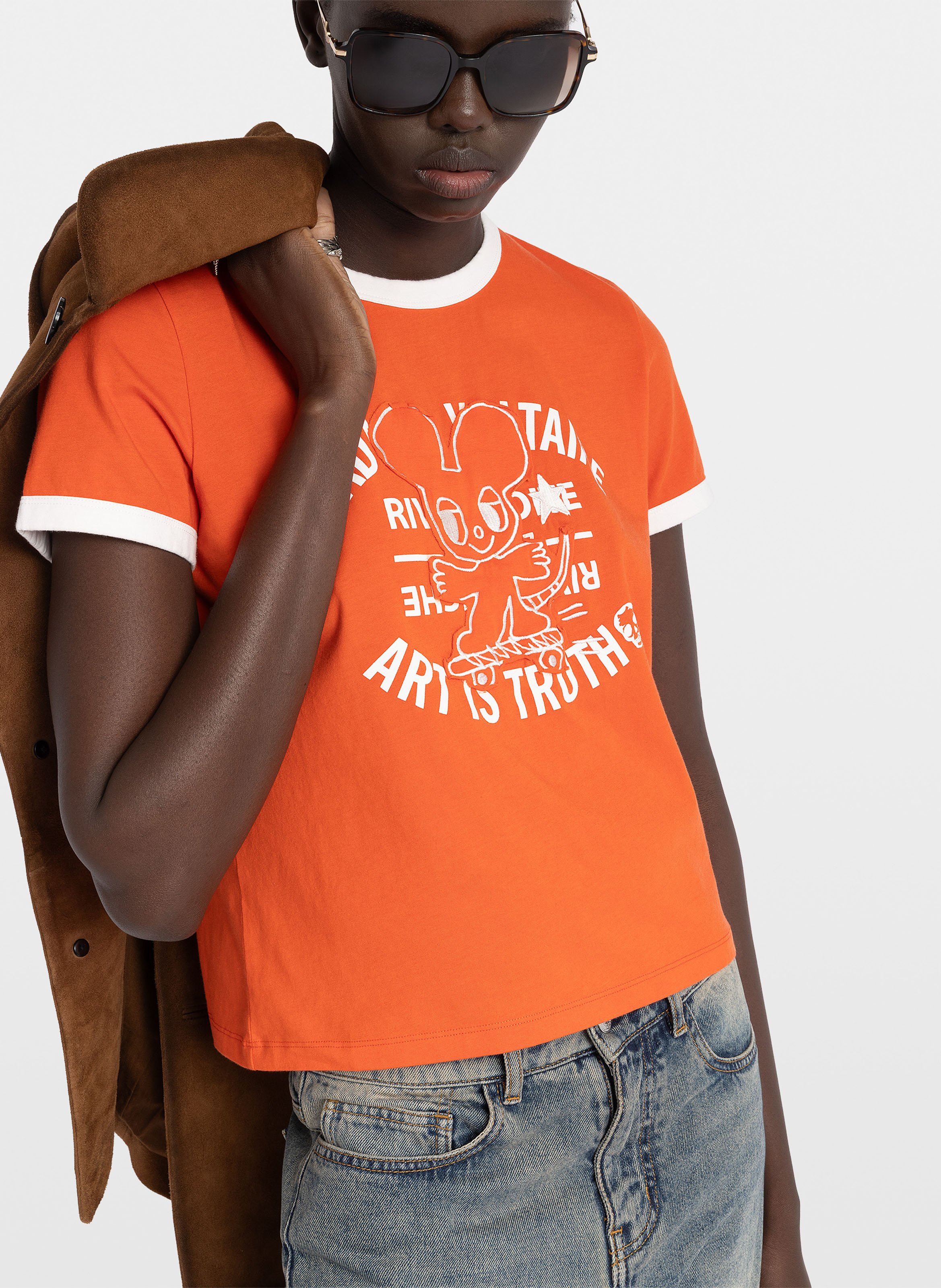 Tee-shirt round neck short sleeves printed ZADIG&VOLTAIRE Orange