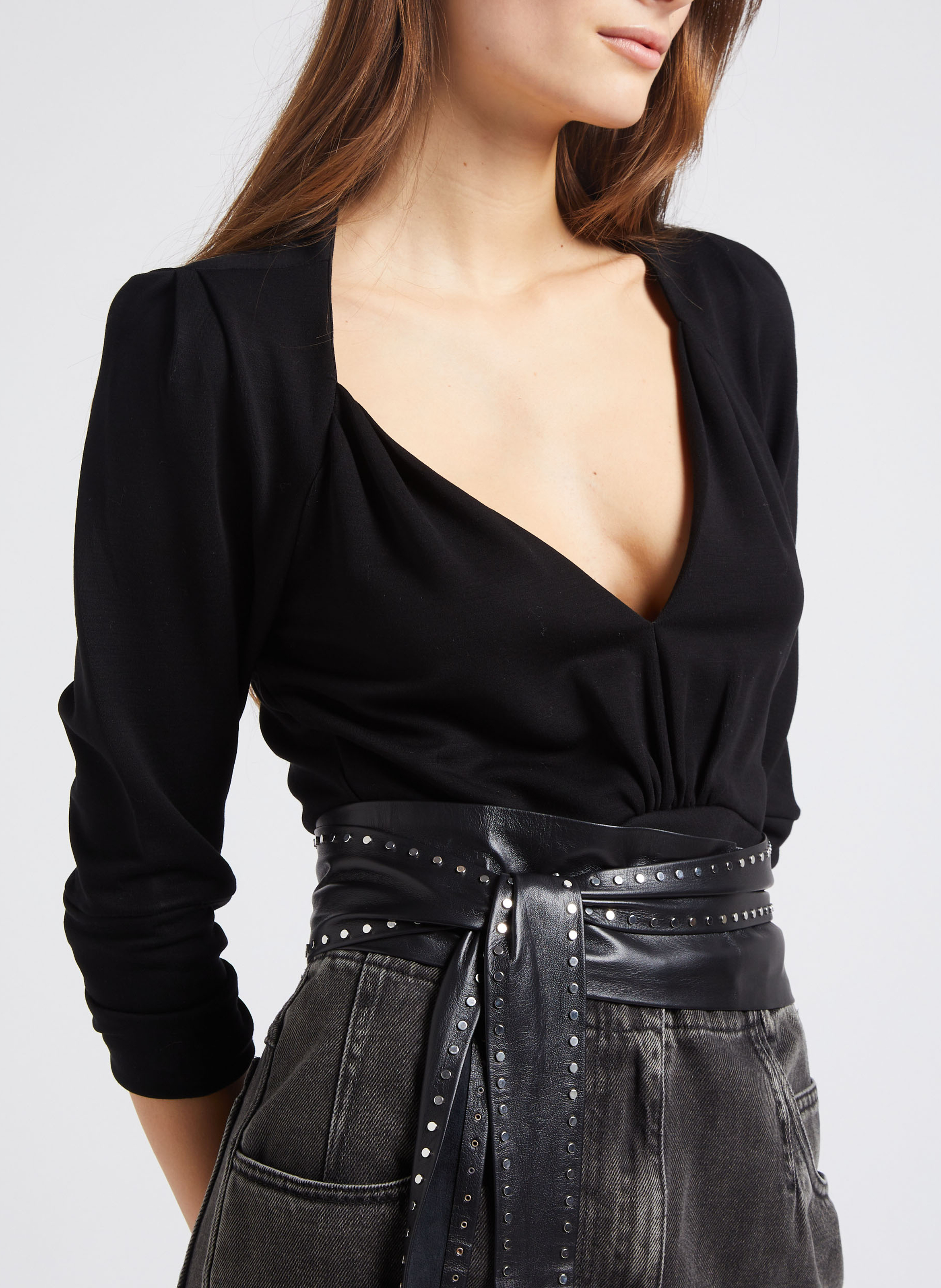 Fitted V-neck top IRO Black
