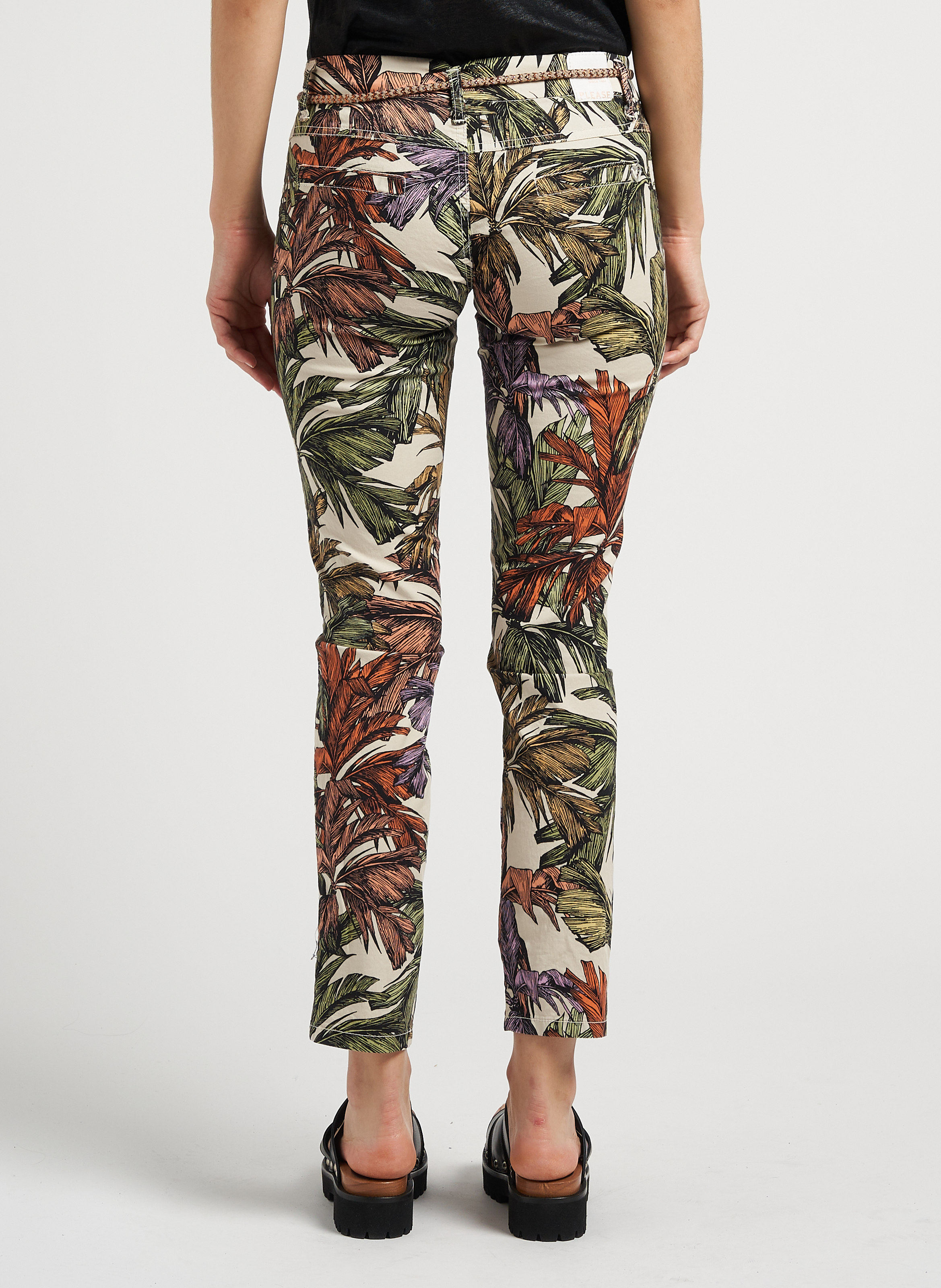 Pantalon slim imprimé en coton mélangé  PLEASE Beige