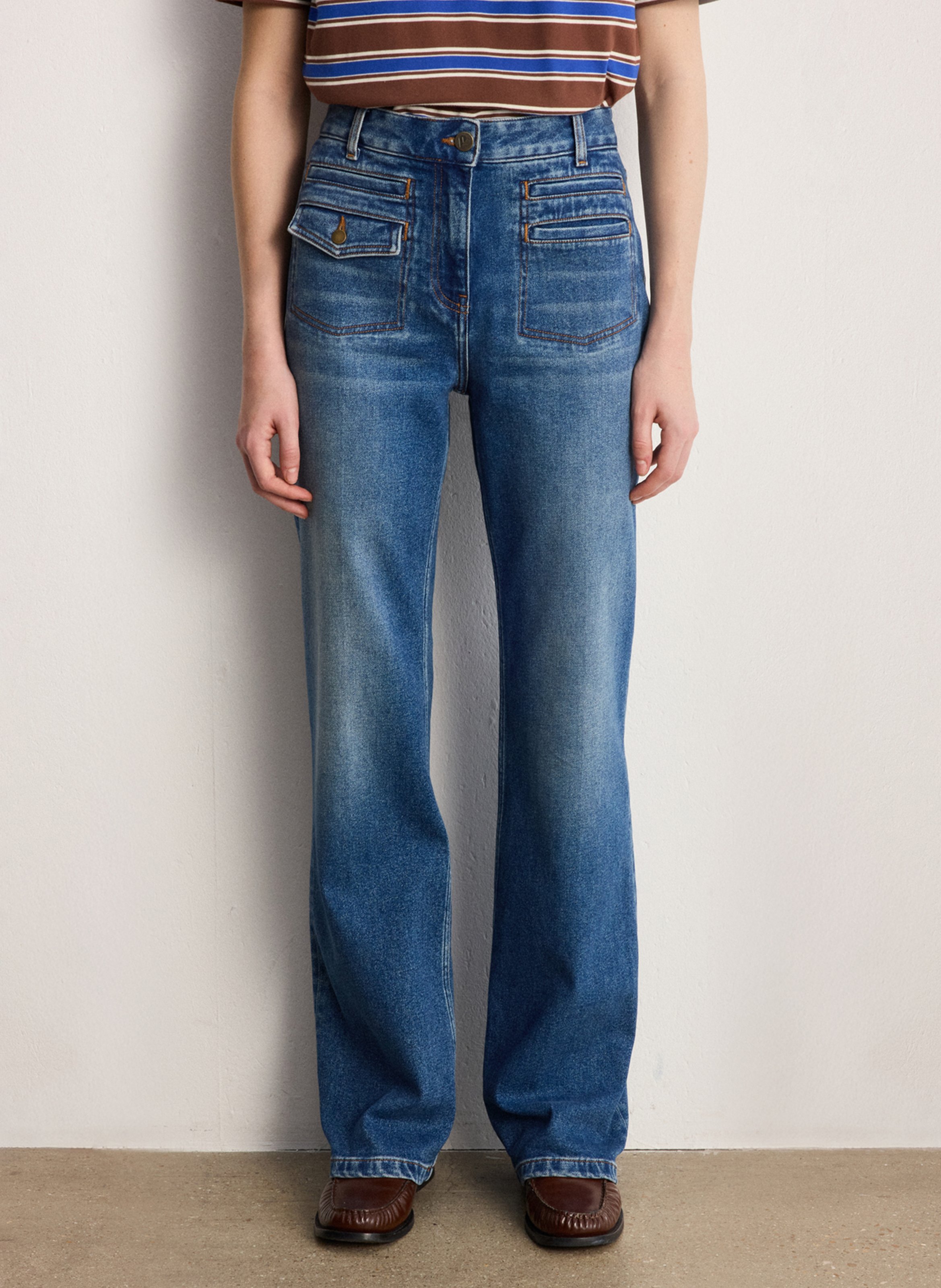 Flared cotton-blend jeans PABLO Blue
