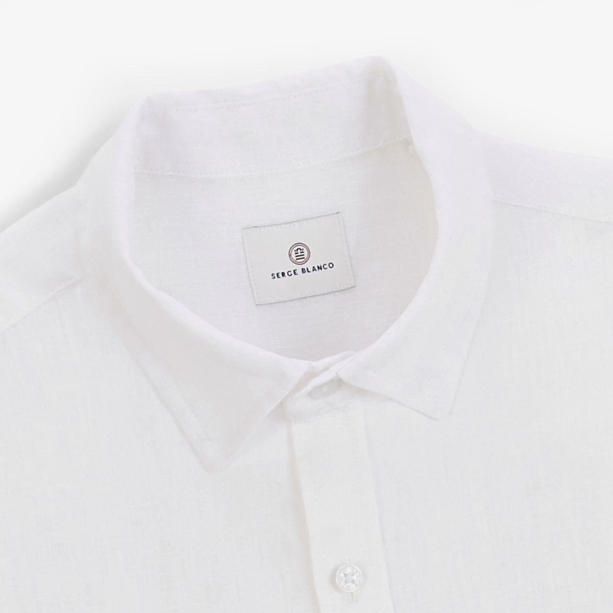 Short-sleeved plain linen shirt SERGE BLANCO White