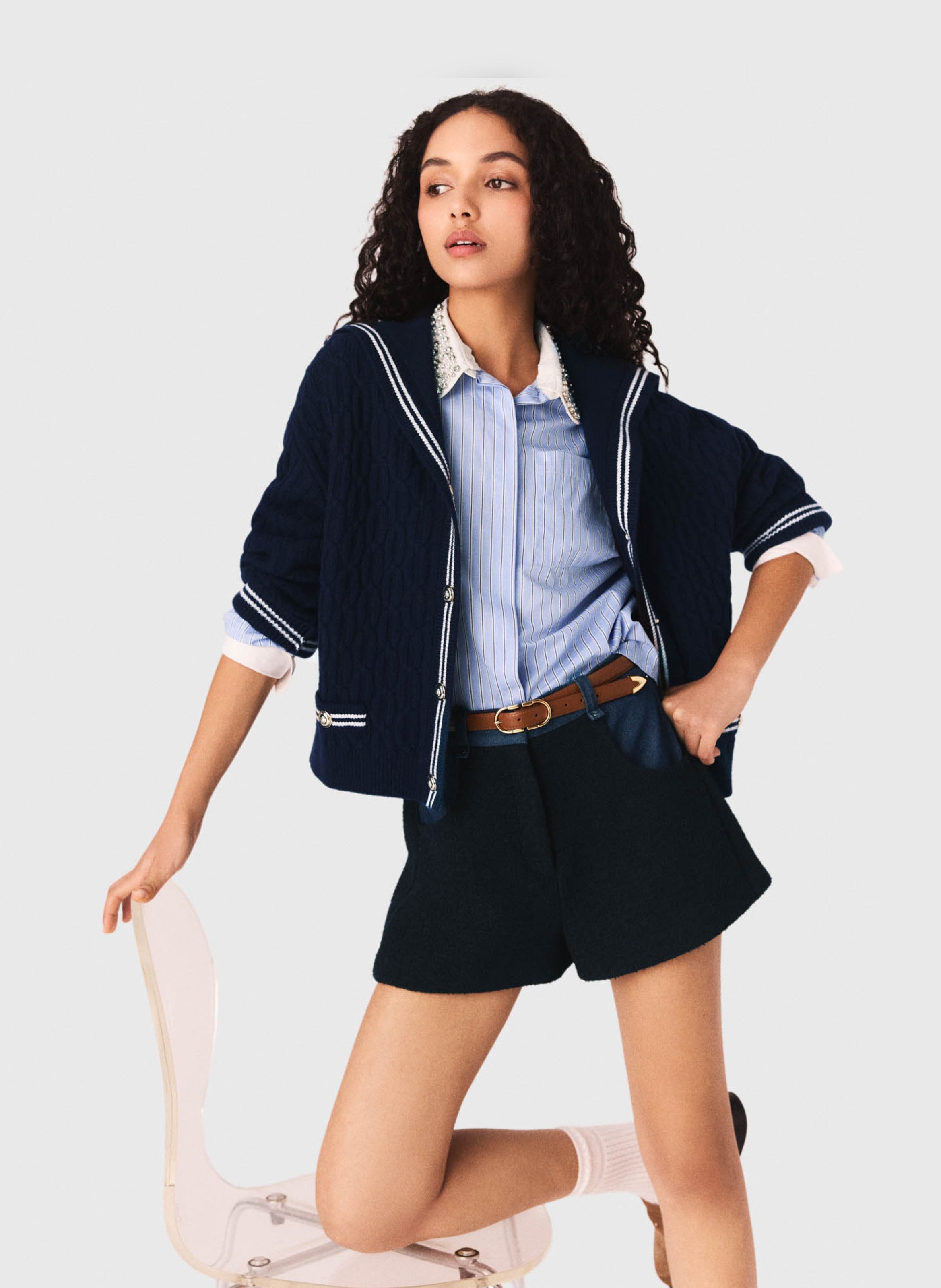 Short en denim MAJE Bleu