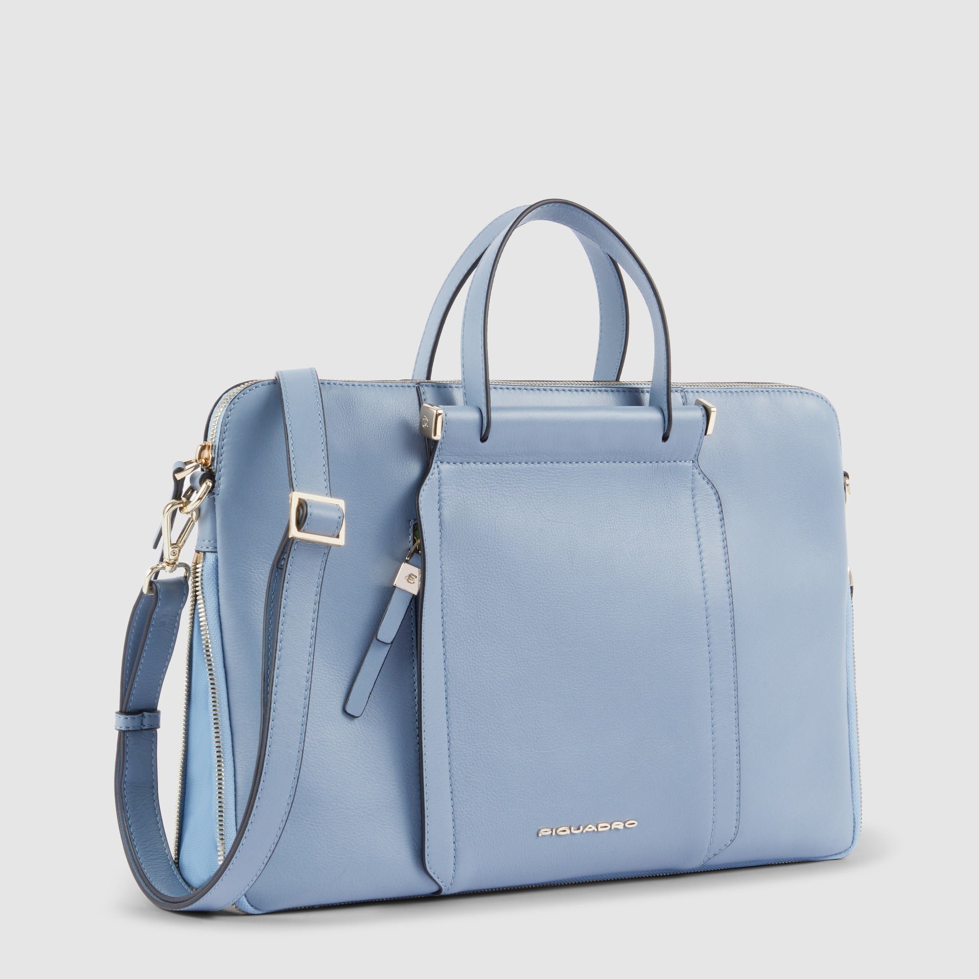 Expandable 14" women's laptop bag PIQUADRO Blue