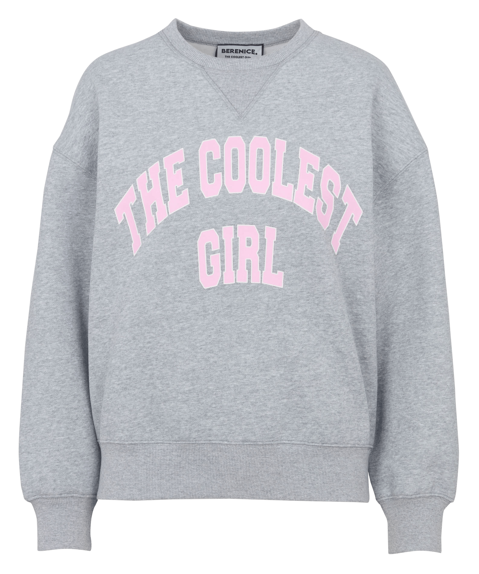 Wijde sweater met ronde hals en zeefdruk BERENICE Grijs