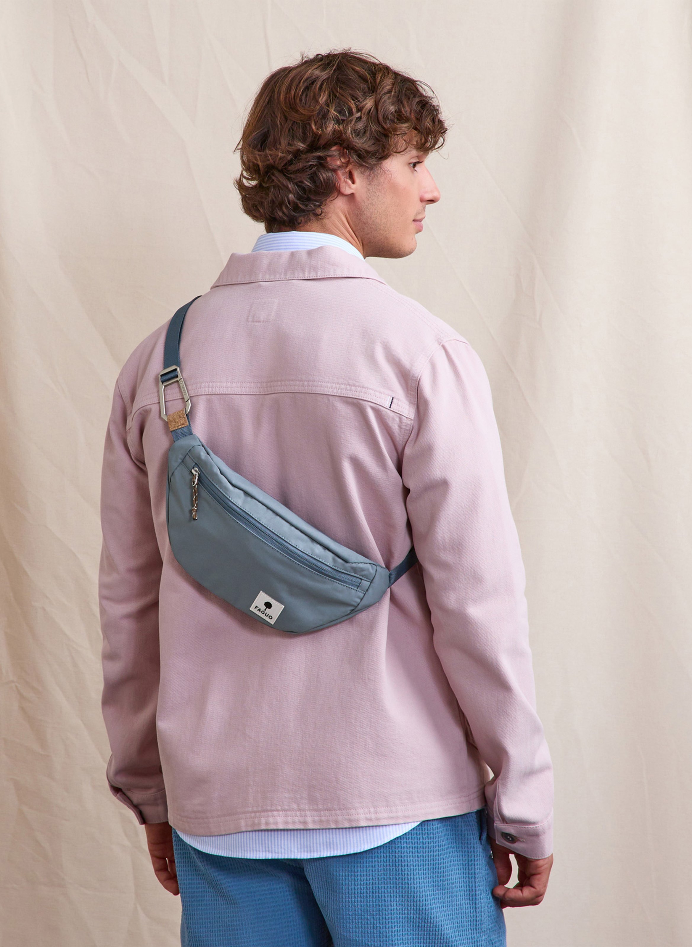 Printed canvas waist bag FAGUO Blue