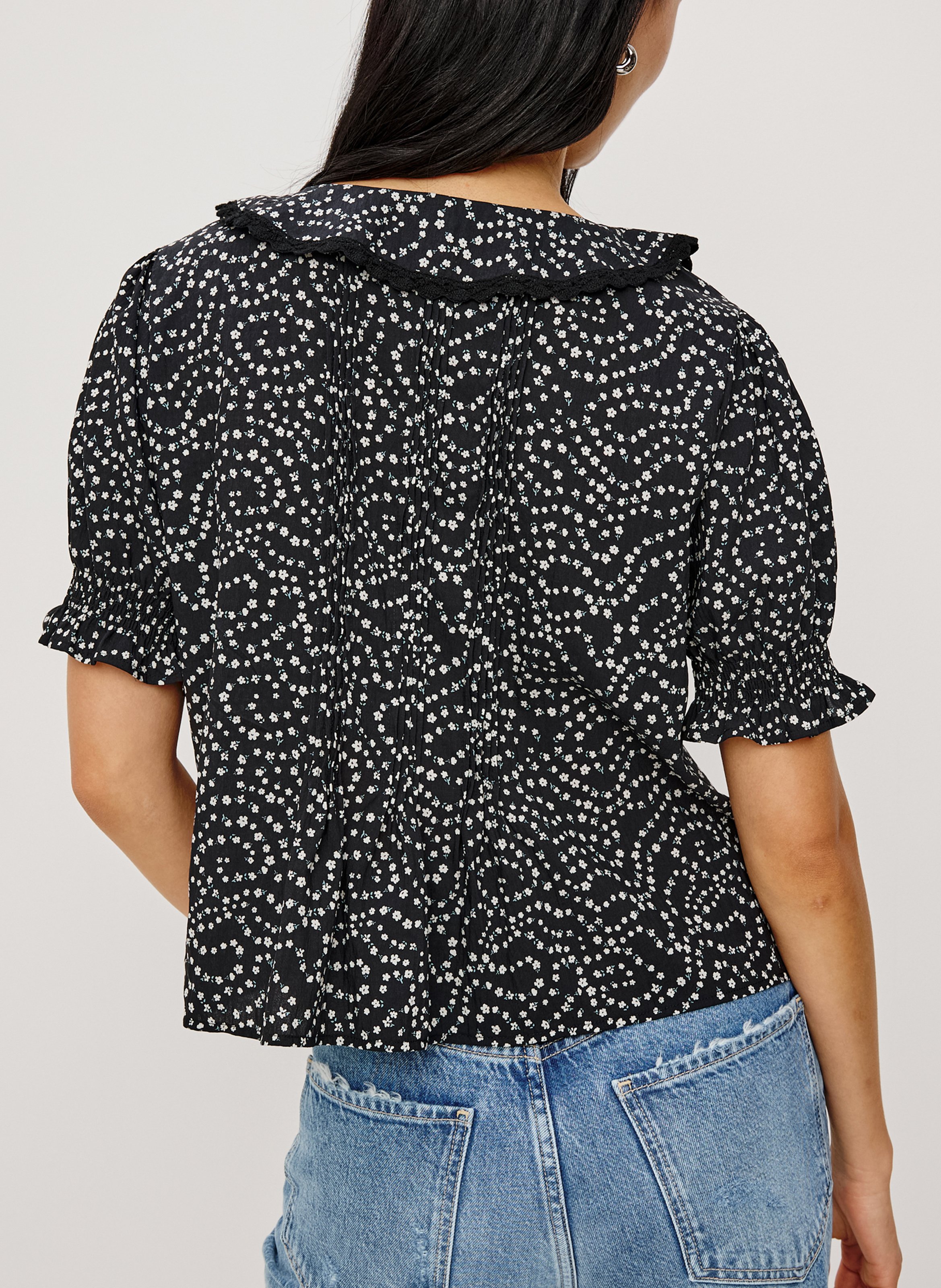 Rechte top met V-hals en print RAILS Zwart