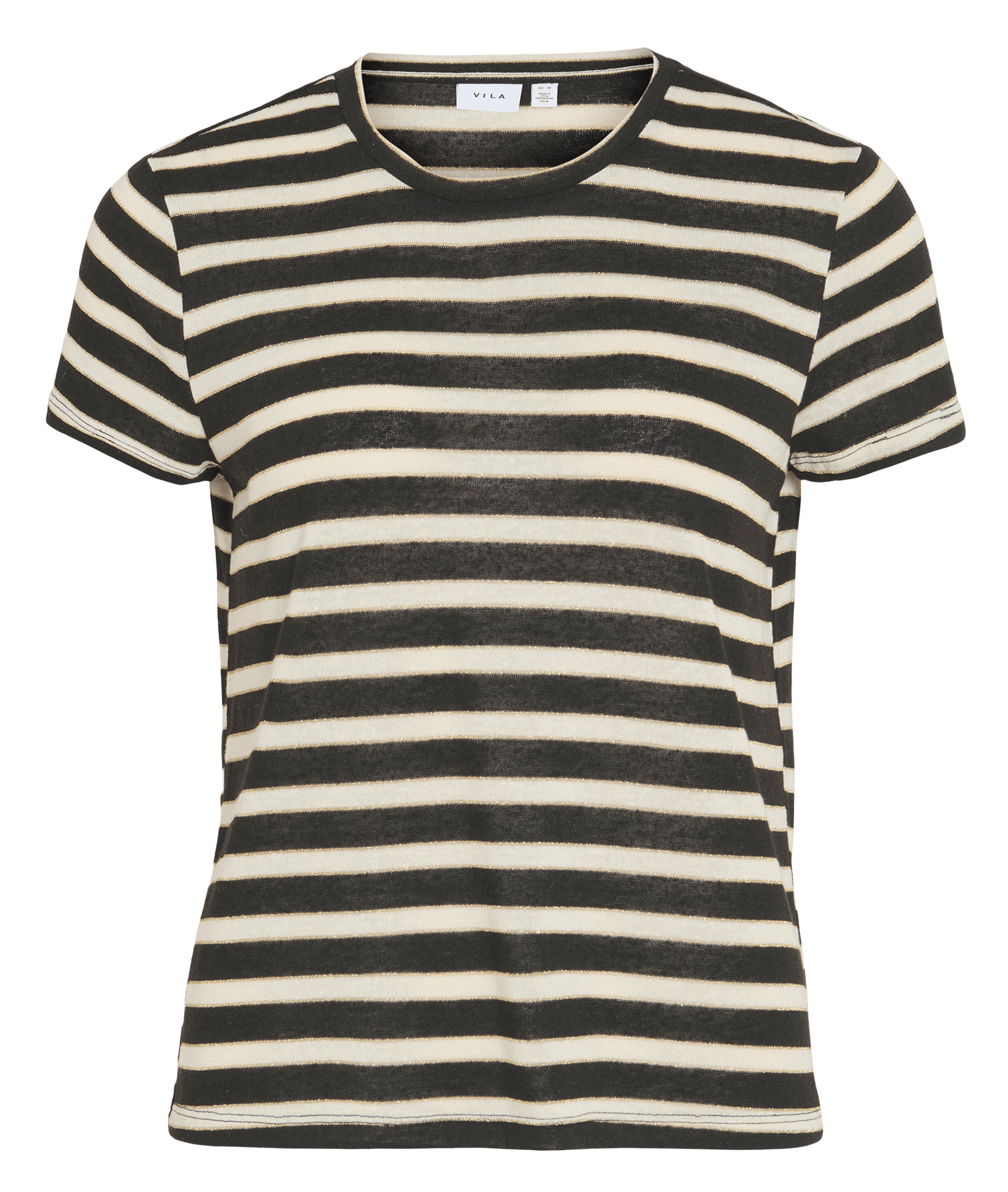 Straight round neck striped T-shirt VILA Grey