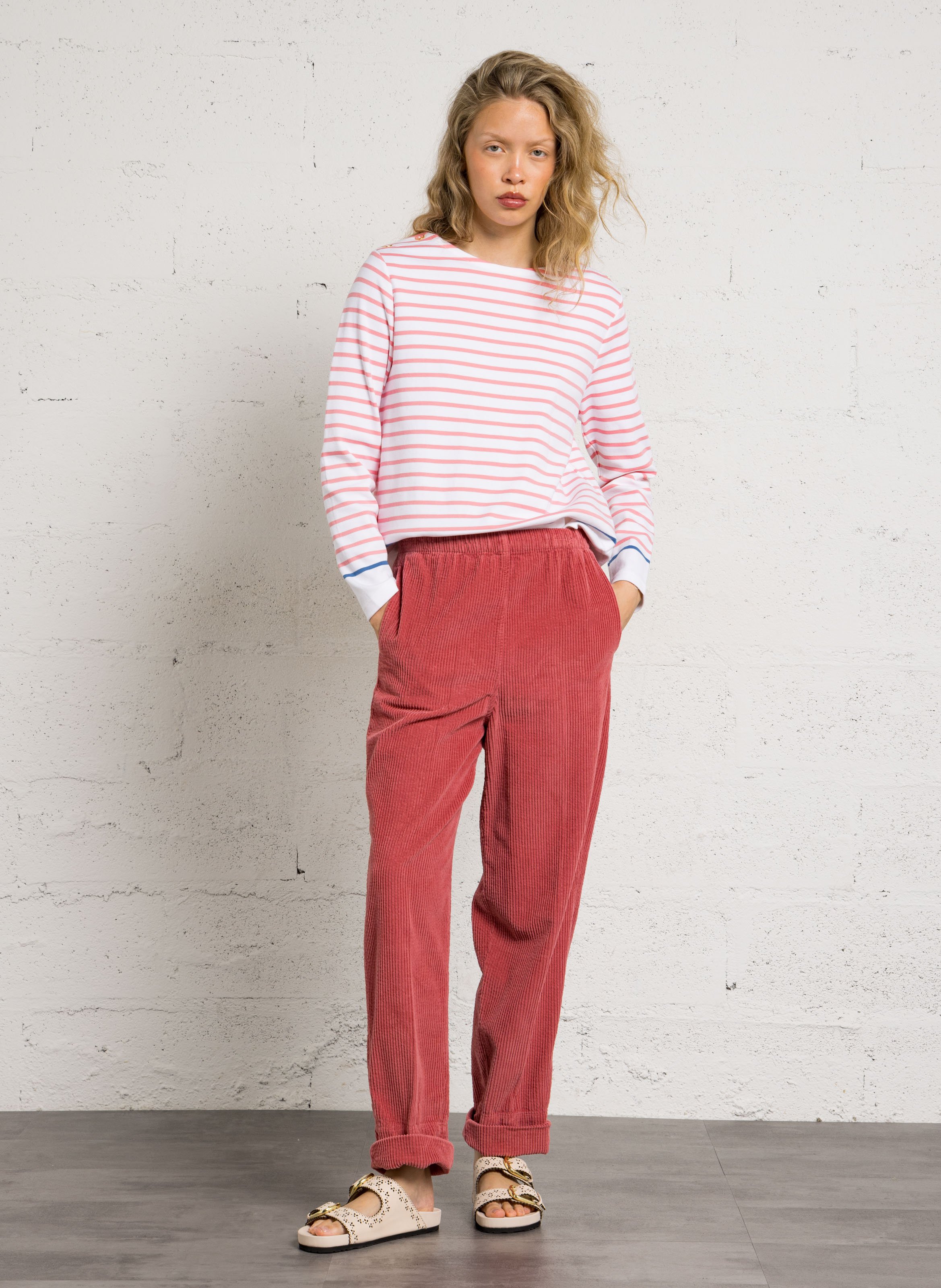 Long-sleeve striped cotton top ARMOR LUX White