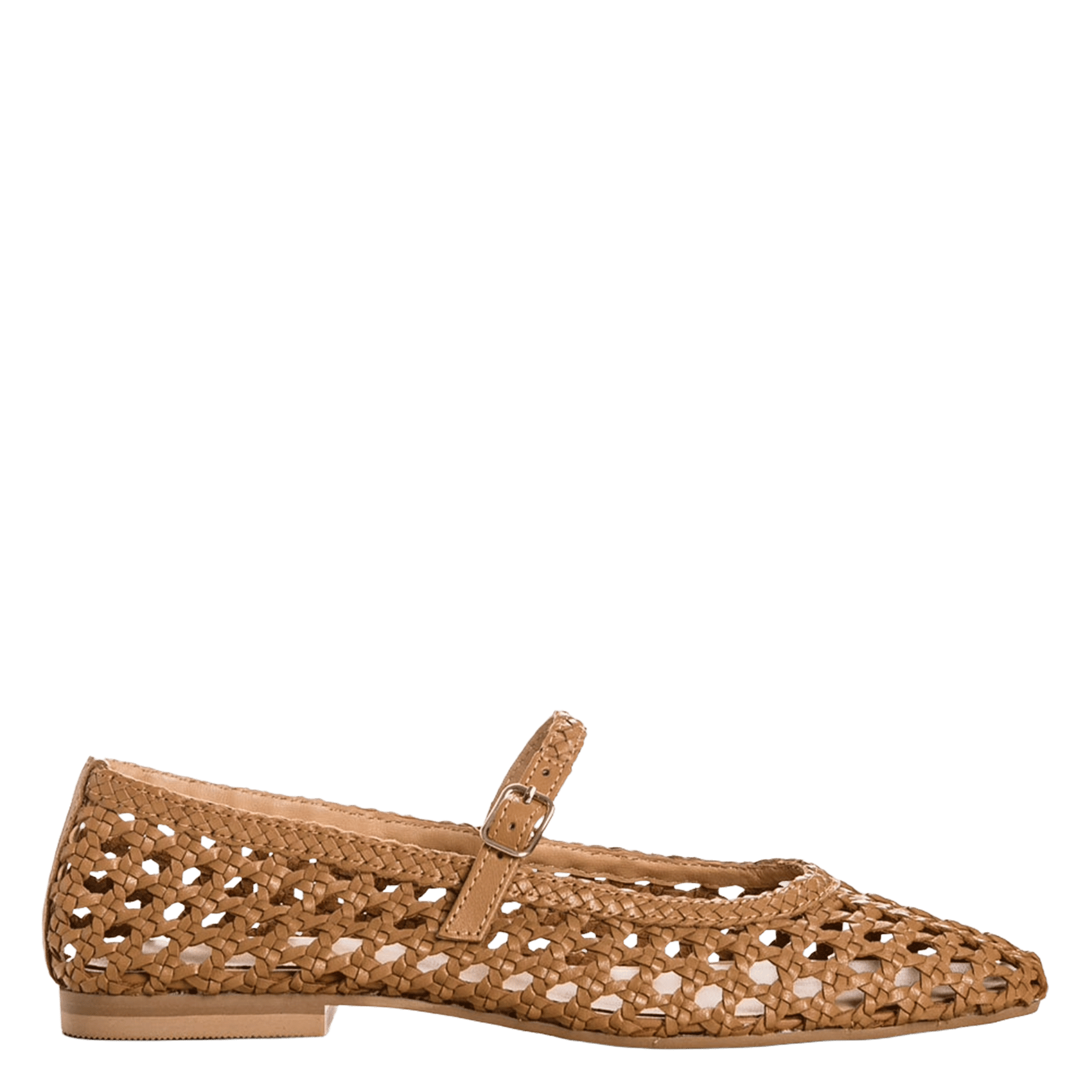 Openwork leather ballet flats REQINS Brown