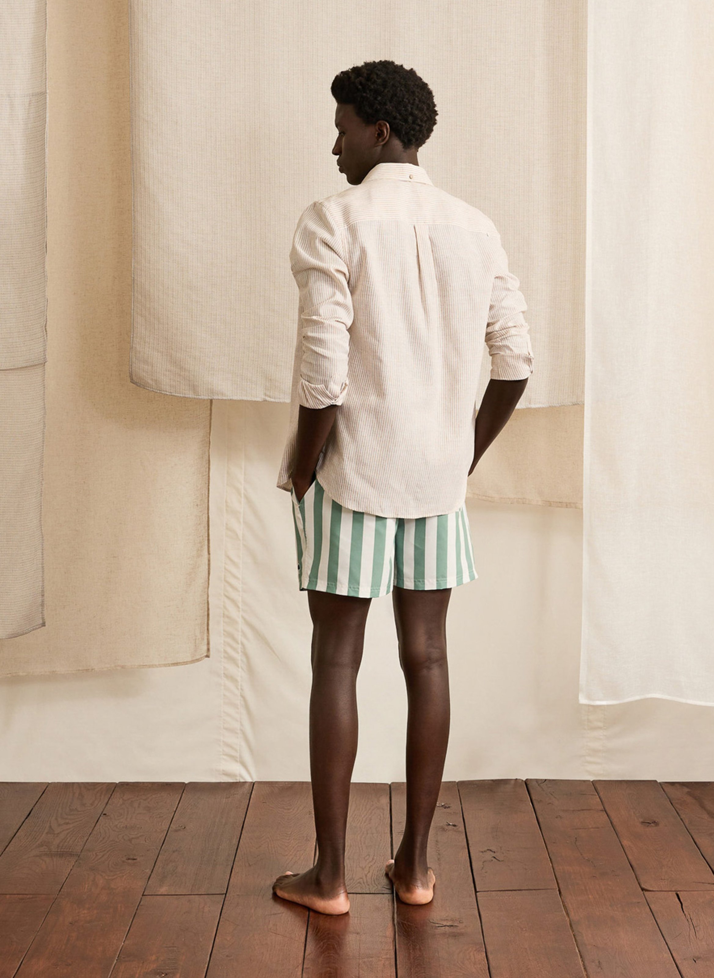 Gestreepte zwemshort FAGUO Groen