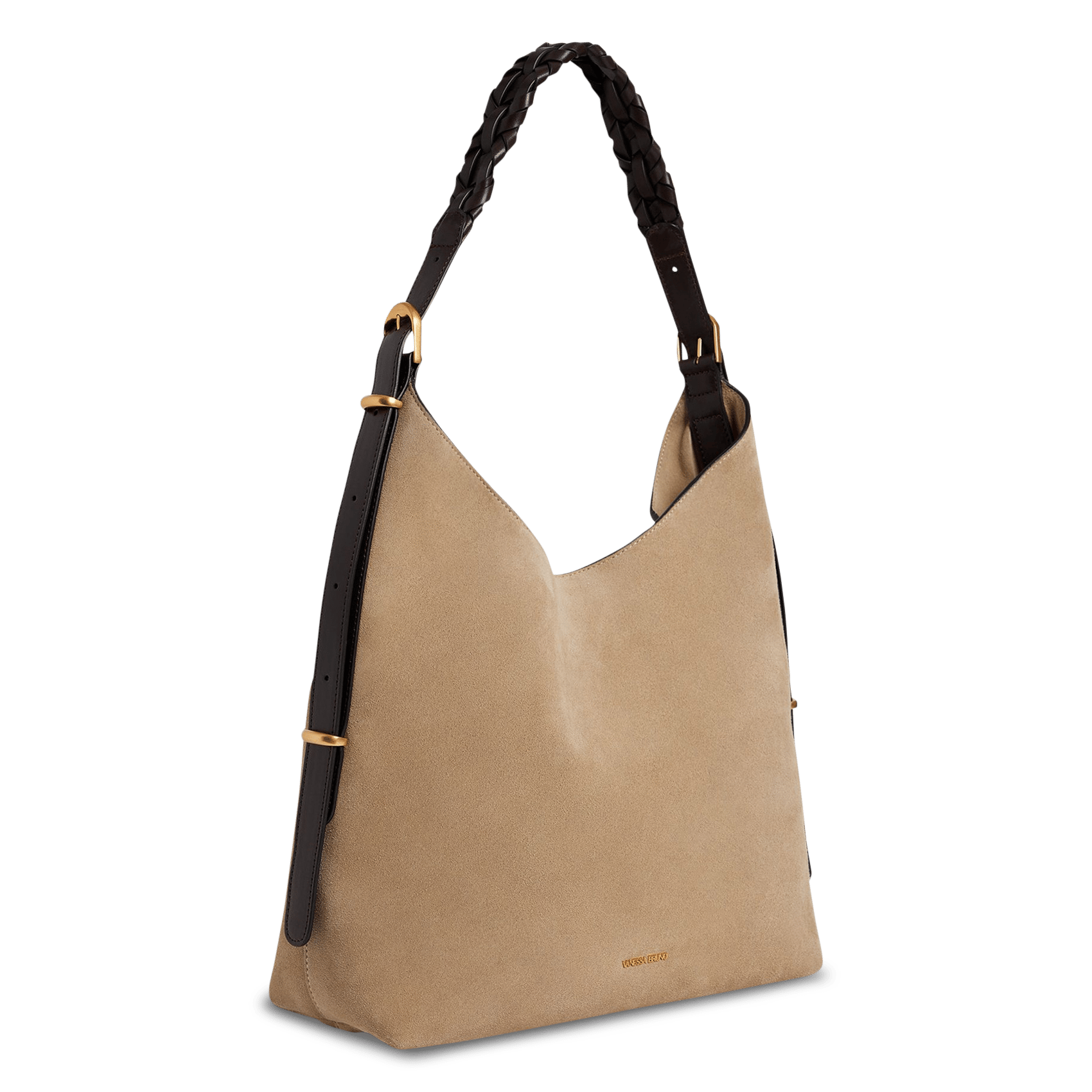 Buideltas van getextureerd leer met veters VANESSA BRUNO Beige