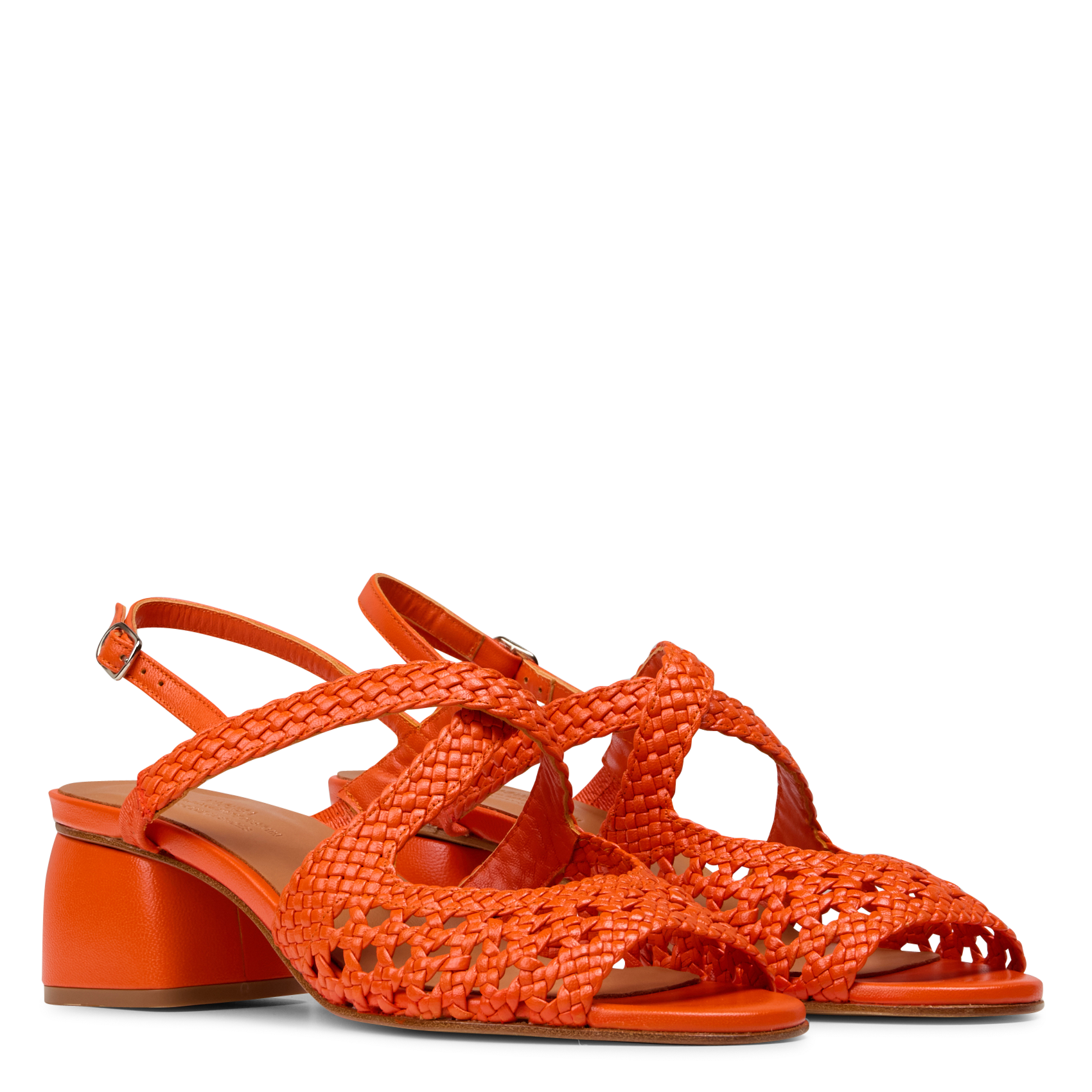 Halfhoge, leren sandalen NAGUISA Oranje