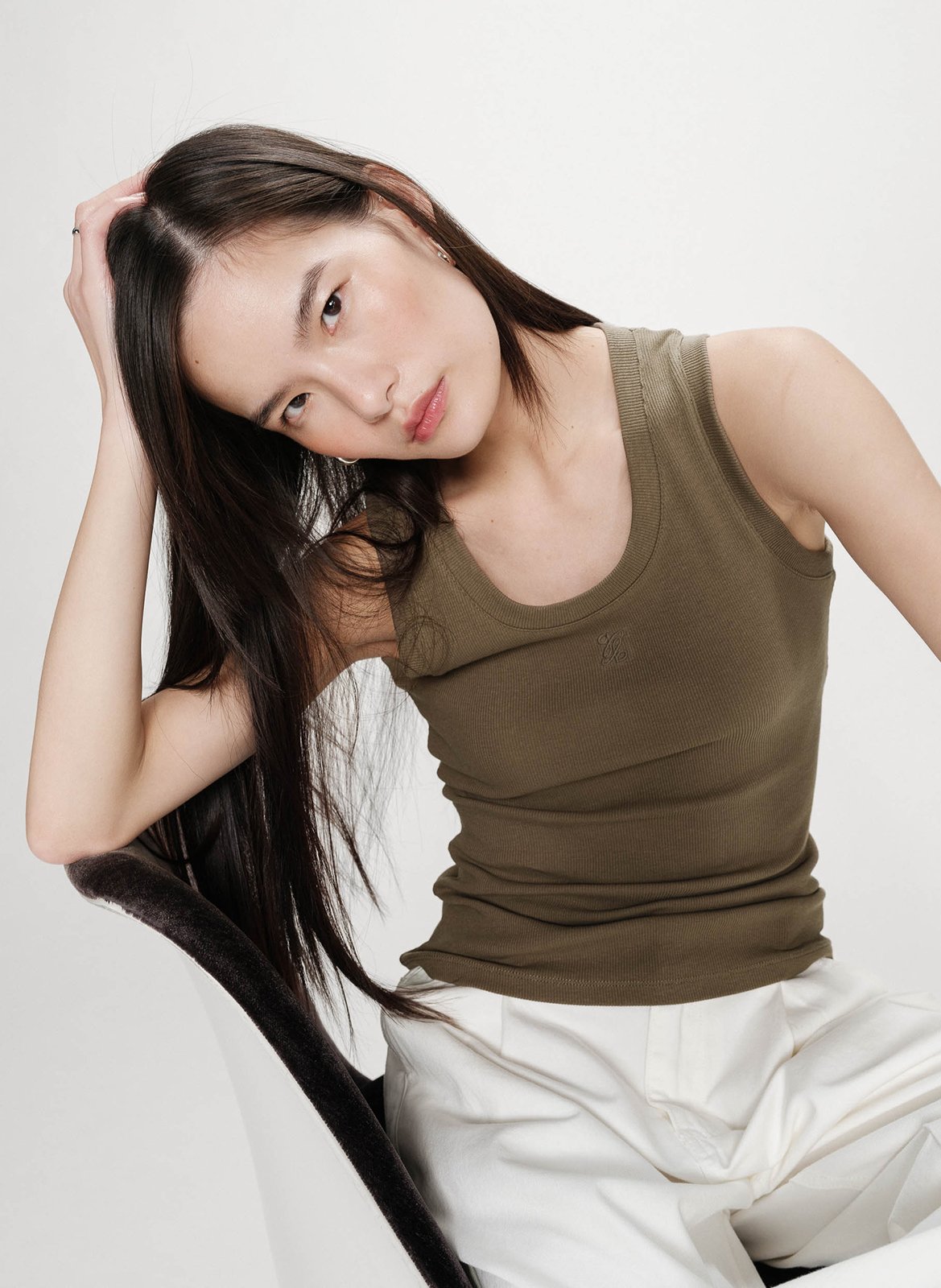 Débardeur col rond en coton mélangé GRACE ET MILA Vert