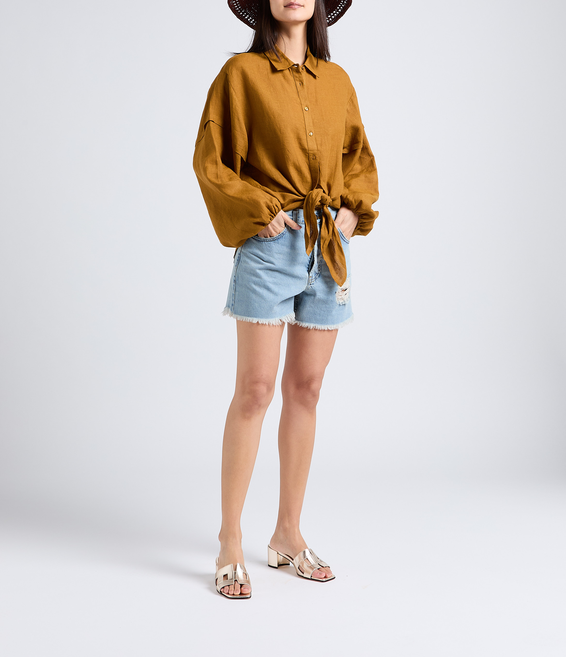 Camisa holgada de lino MES DEMOISELLES Marron