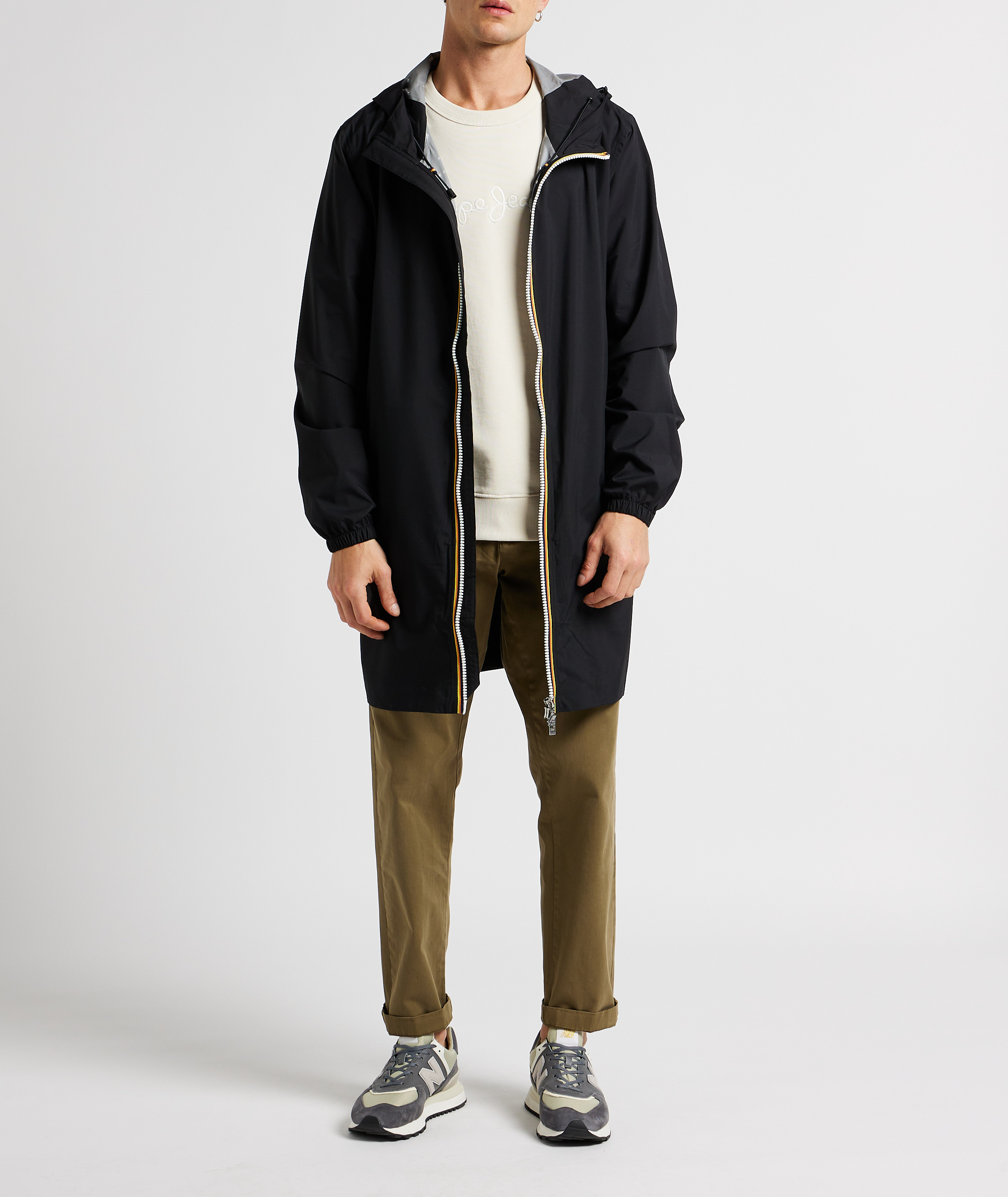 Coupe-vent long à capuche K-WAY Noir