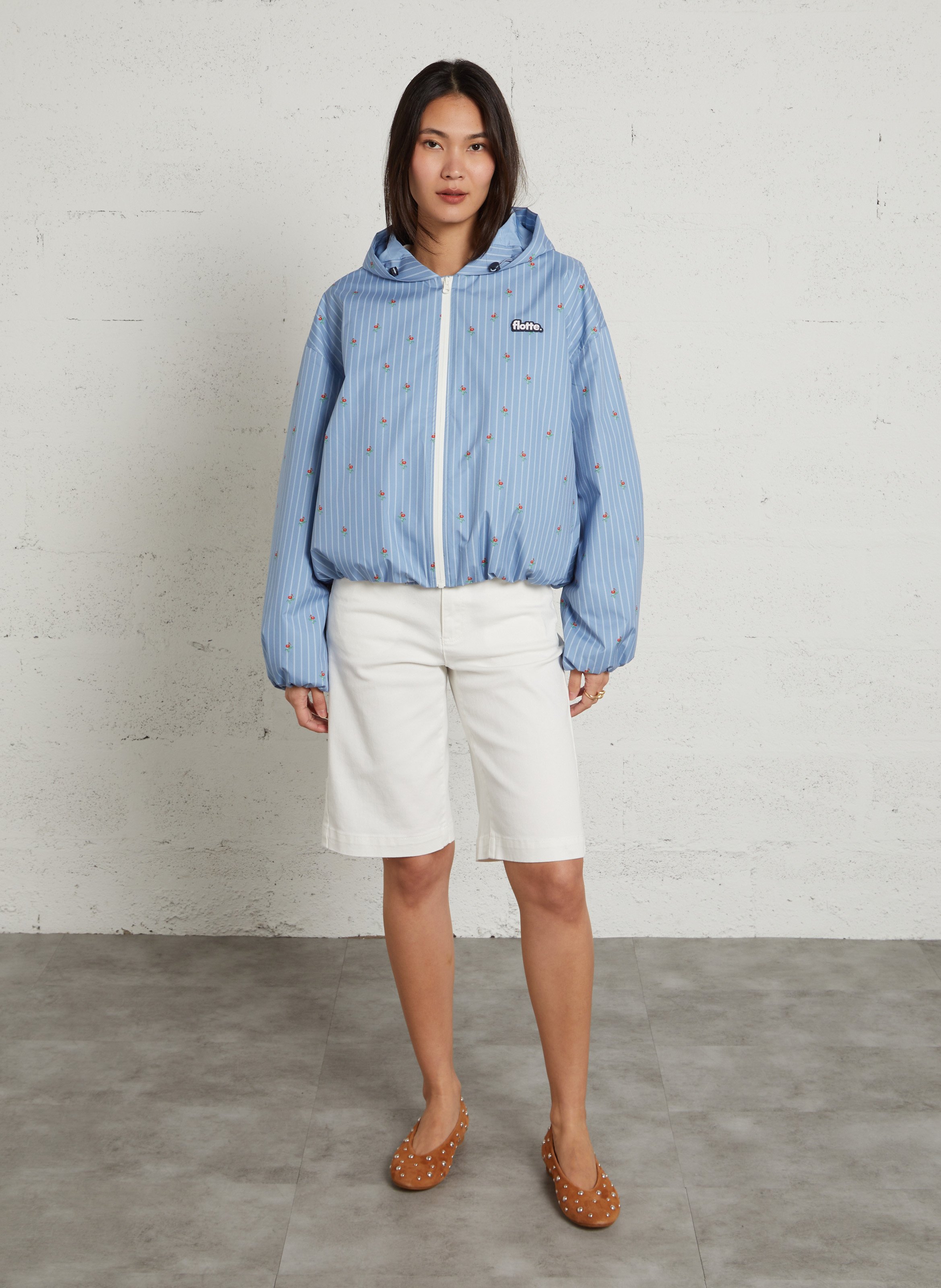 Round neck checkered raincoat FLOTTE Blue