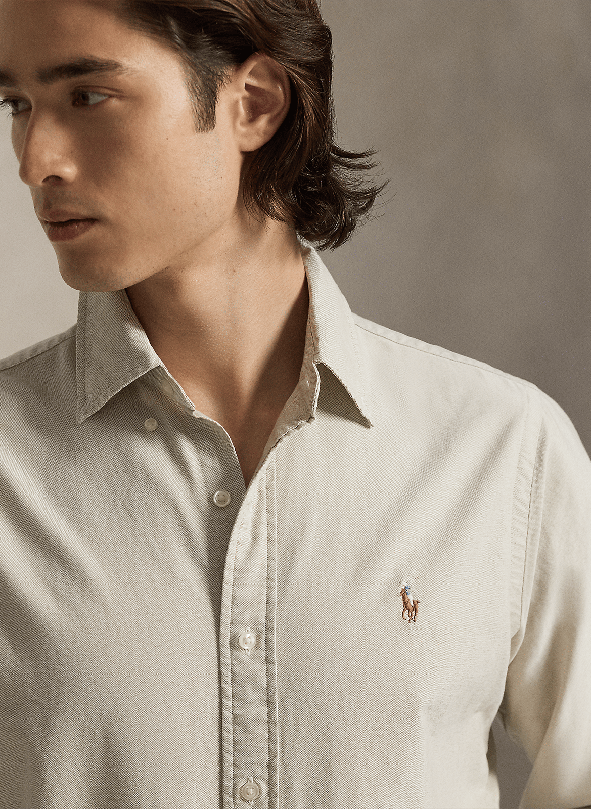 Slim-fit cotton shirt with classic collar POLO RALPH LAUREN Beige