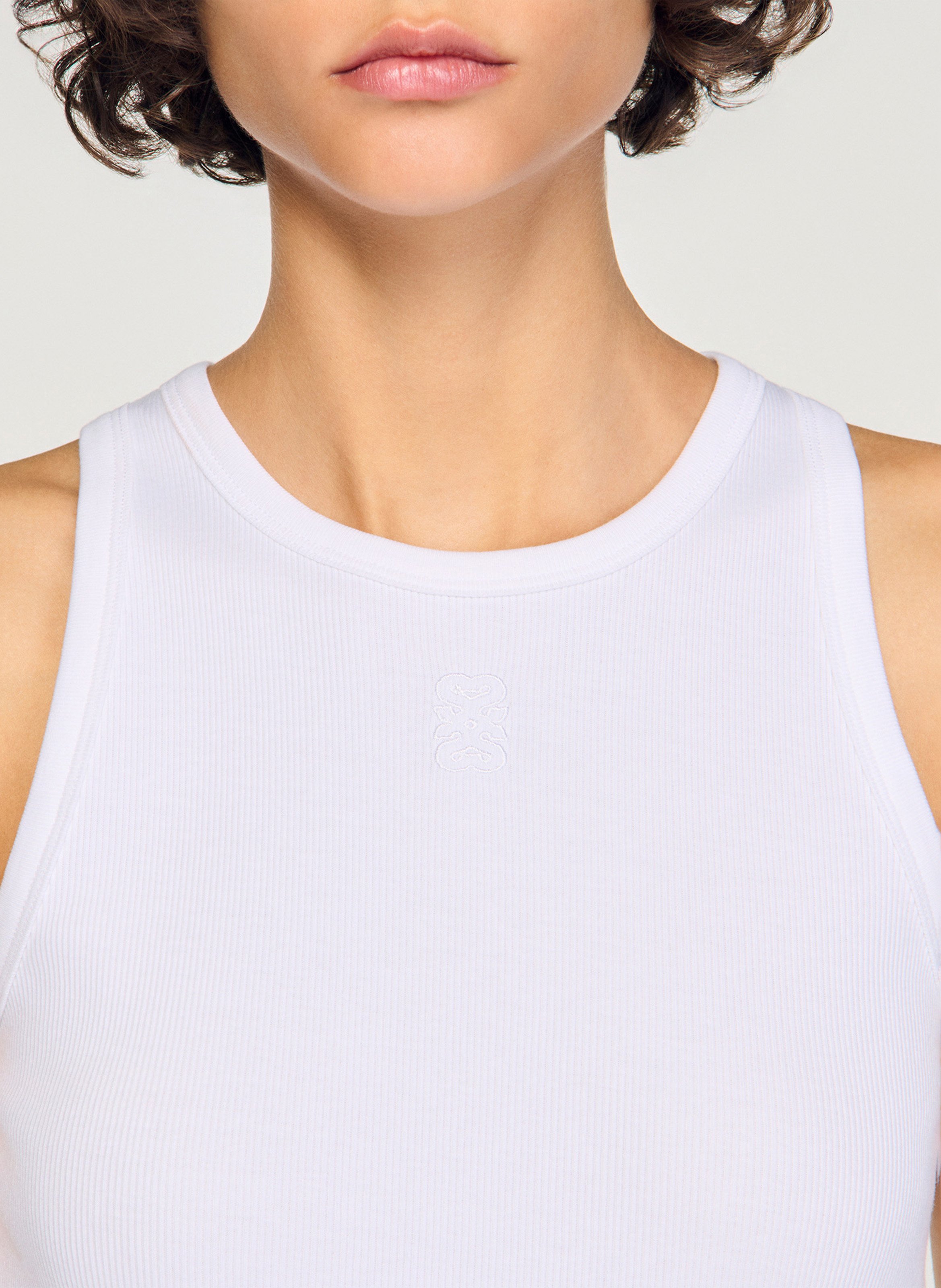 Straight cotton round-neck tank top SANDRO White