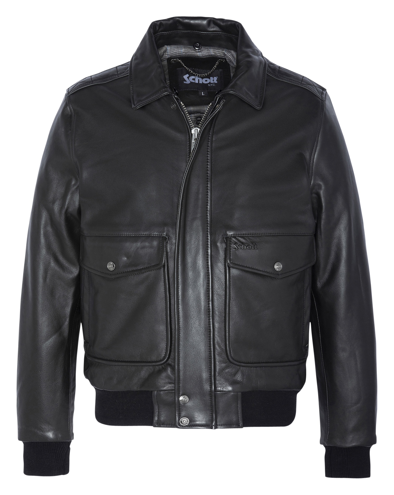 Fliegerjacke aus Vintage-Leder SCHOTT Schwarz