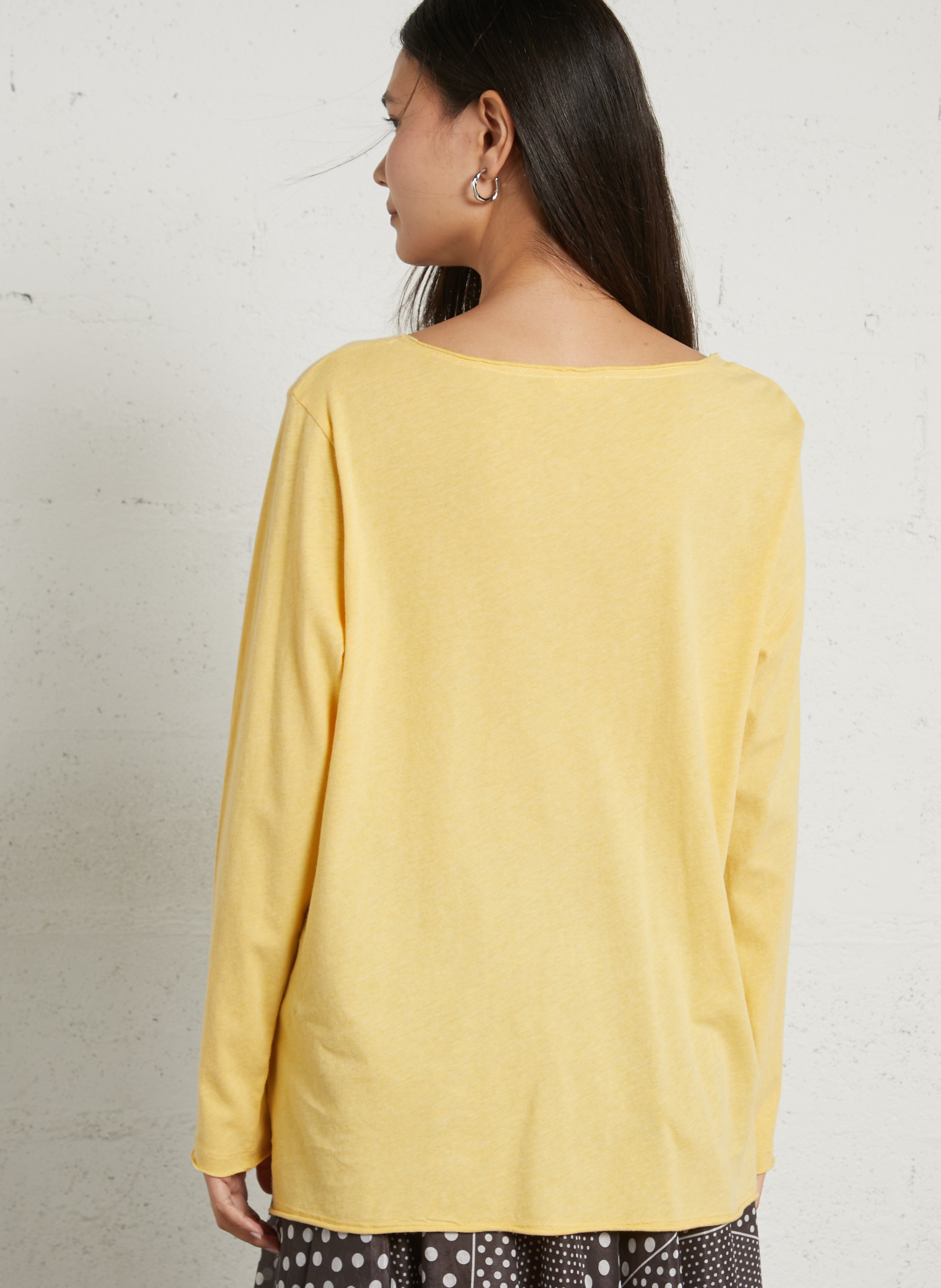 Tee-shirt col bateau uni AMERICAN VINTAGE Jaune