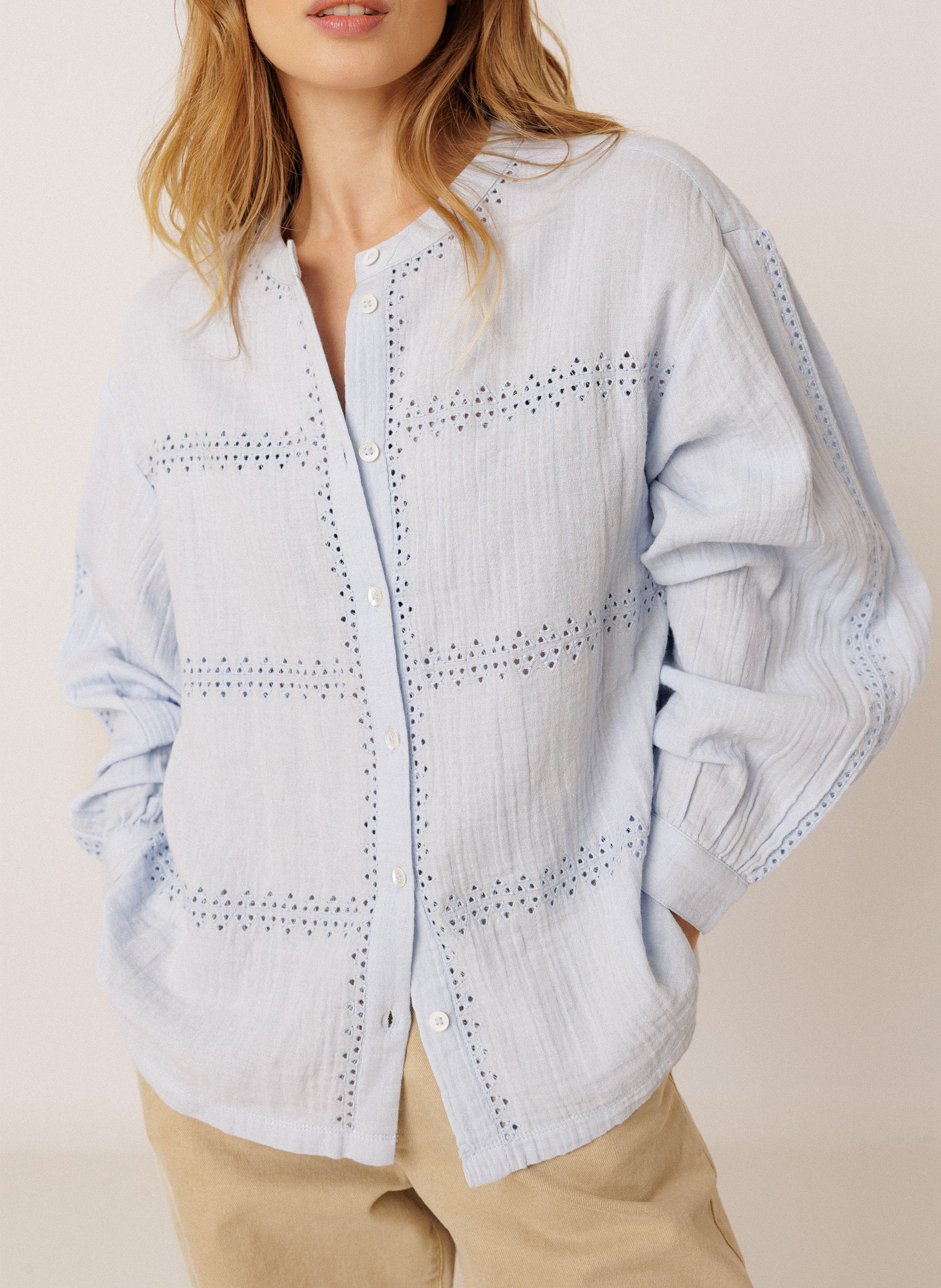 Straight cotton shirt INDI & COLD Blue