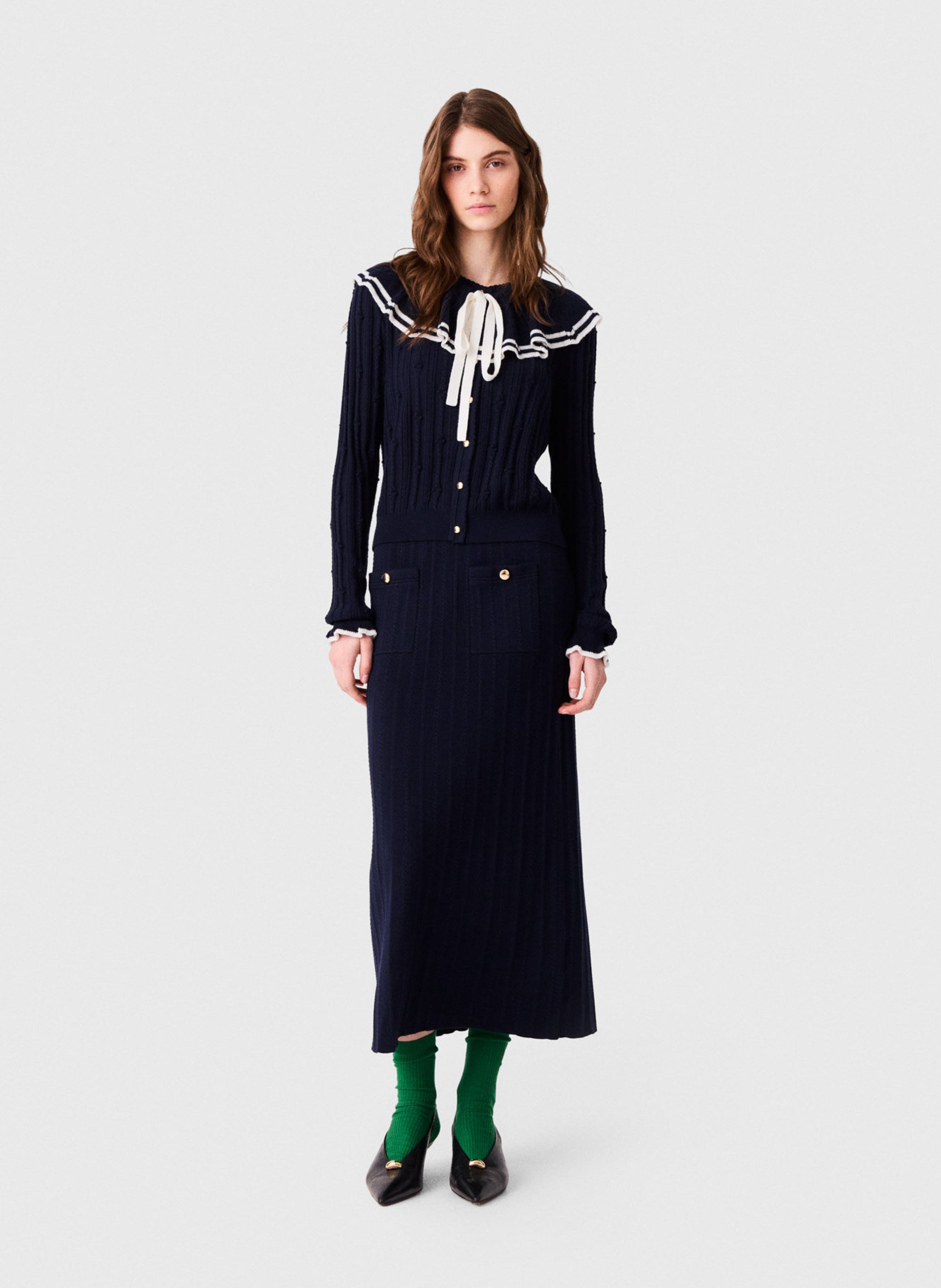 Rechte geribbelde cardigan MAJE Blauw