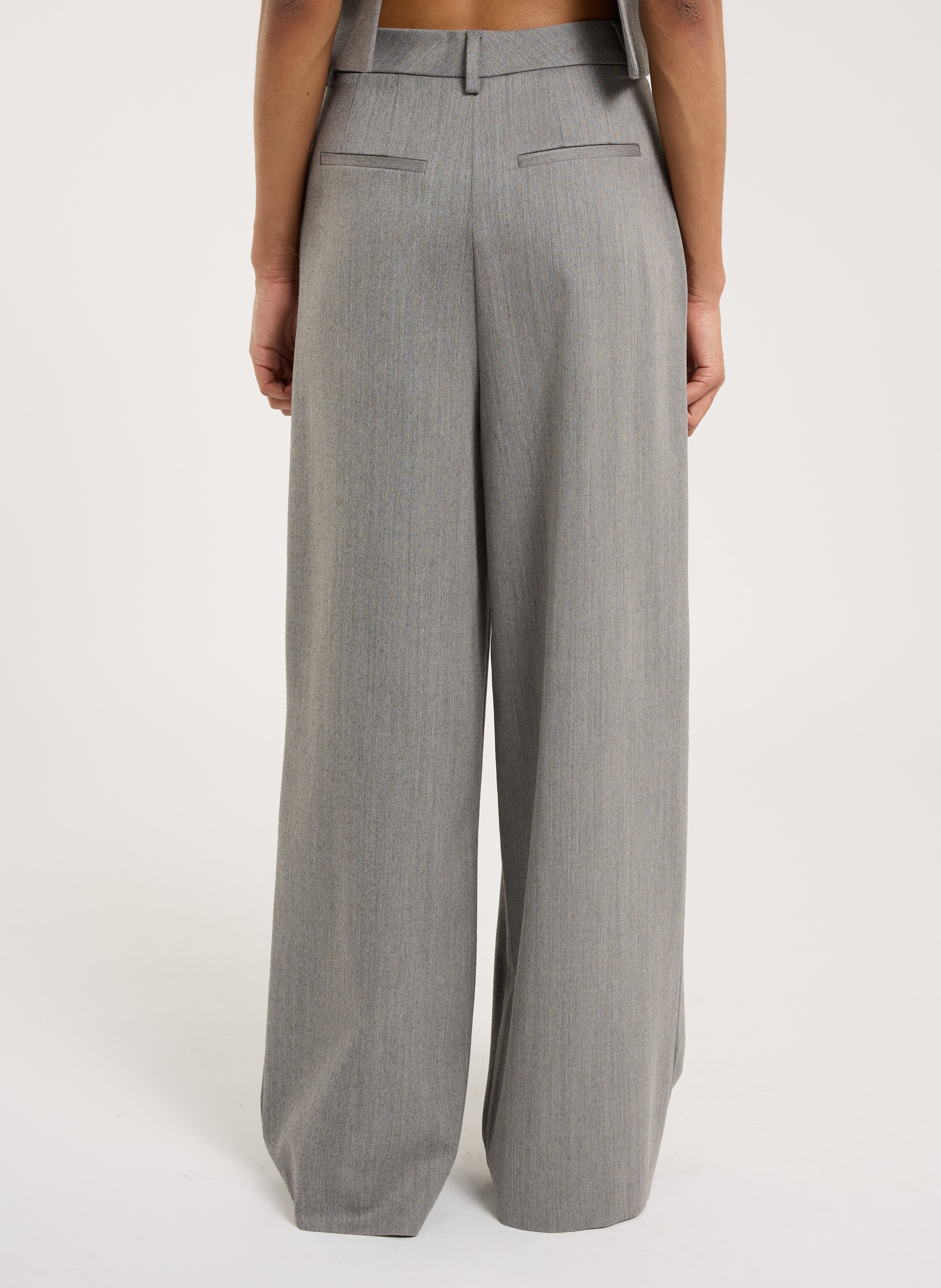 Bandplooibroek met hoge taille SAISON 1865 Grijs