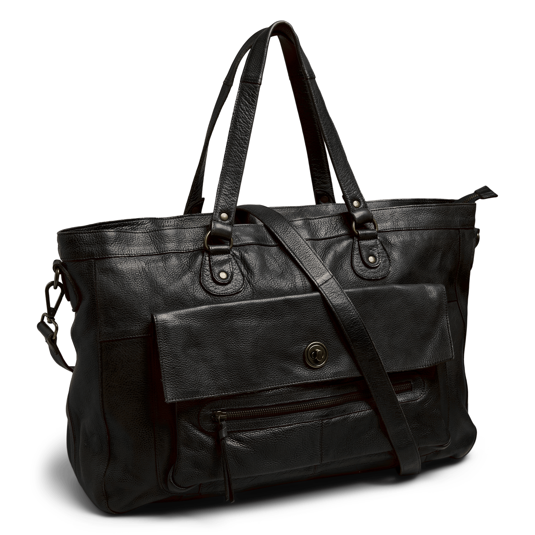 Leather shoulder bag PIECES Black