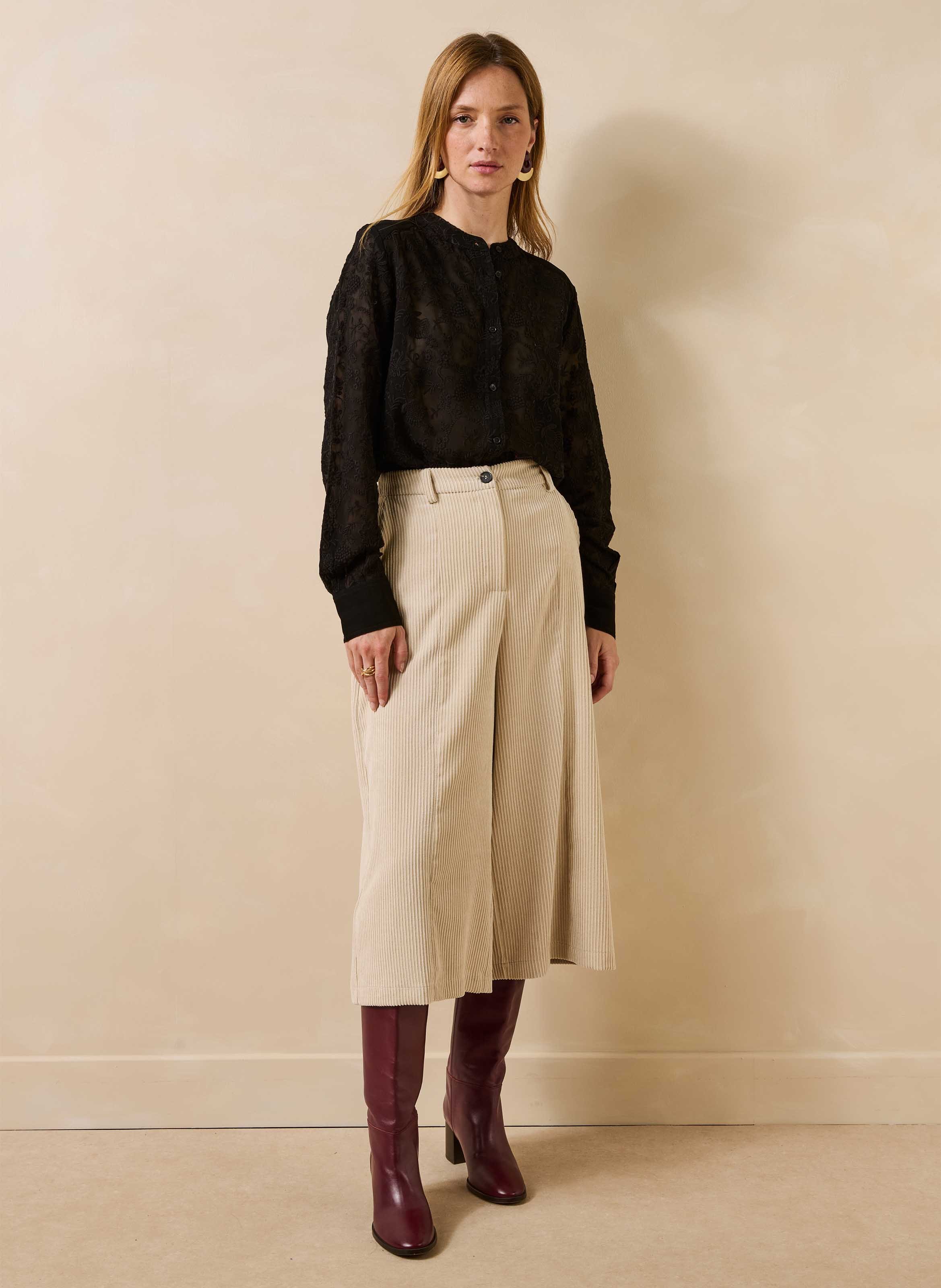 Oversized embroidered shirt LA FEE MARABOUTEE Black