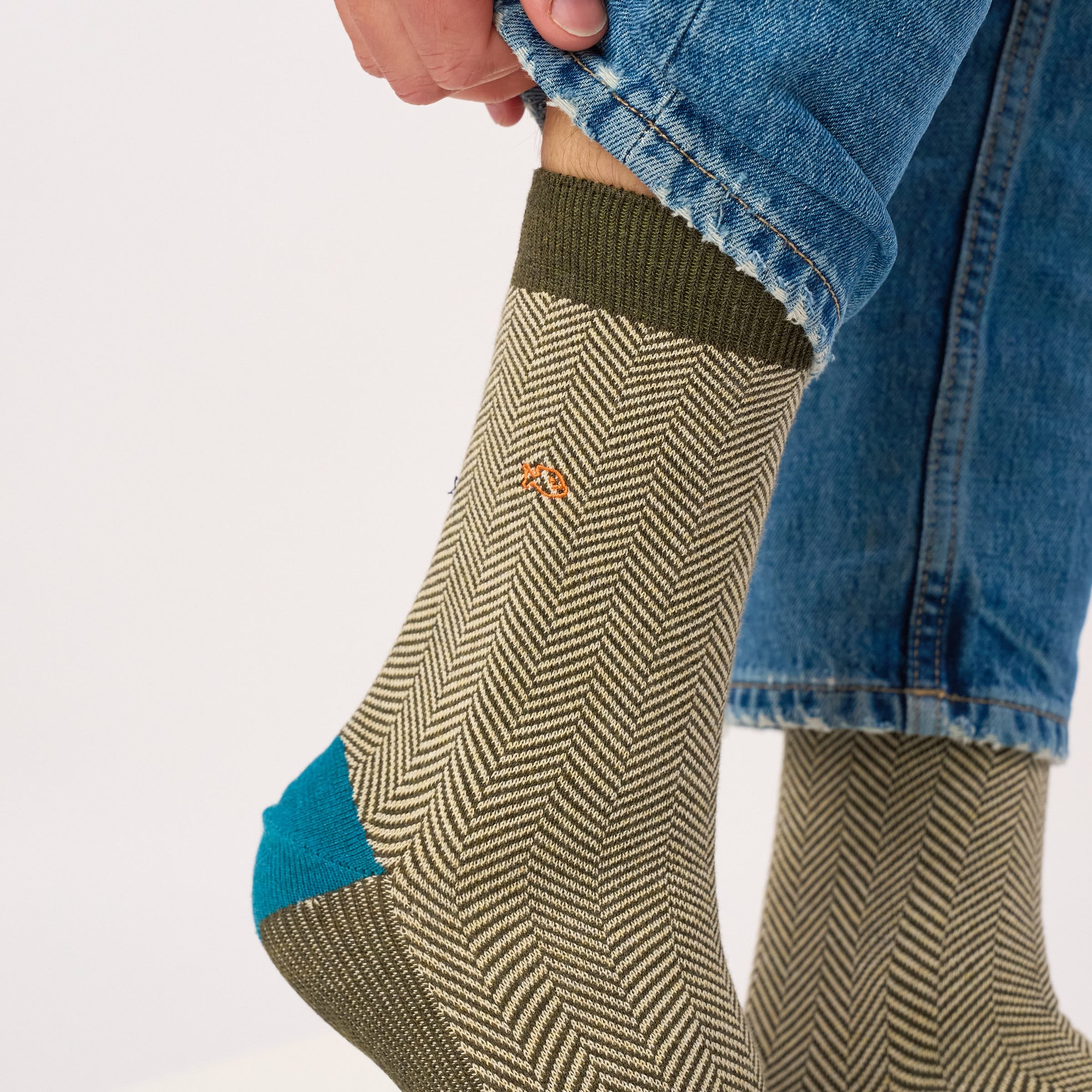 Combed cotton herringbone socks BILLYBELT Khaki