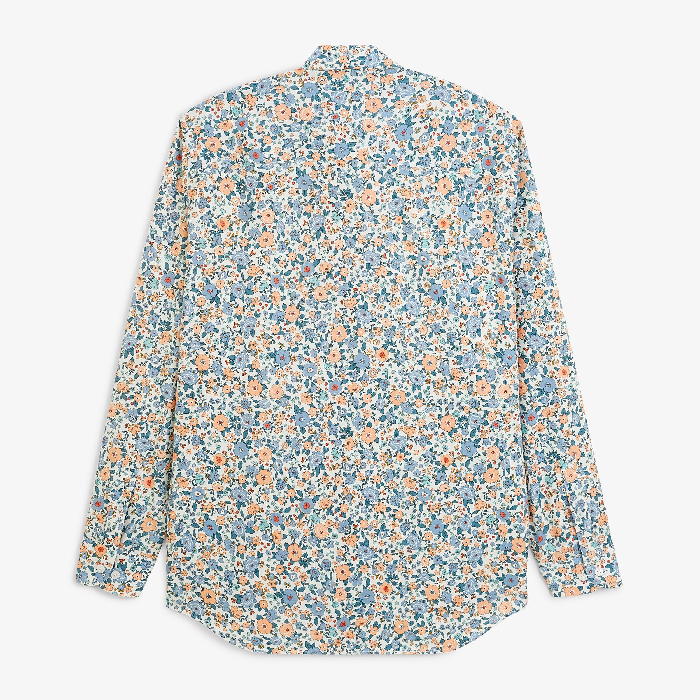 Long-sleeved cotton shirt with floral print SERGE BLANCO Blue