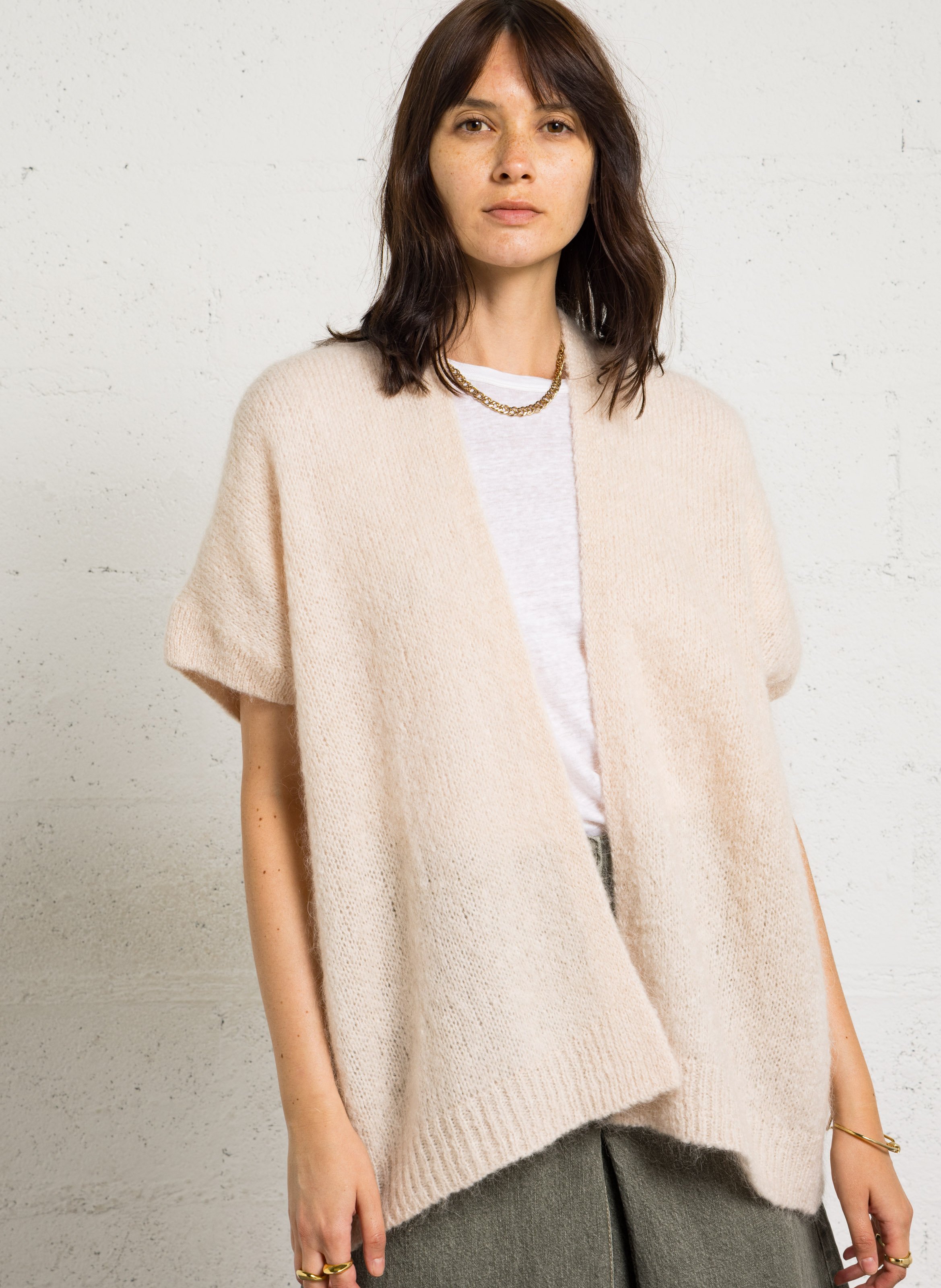 Sleeveless wool-blend cardigan PLEASE