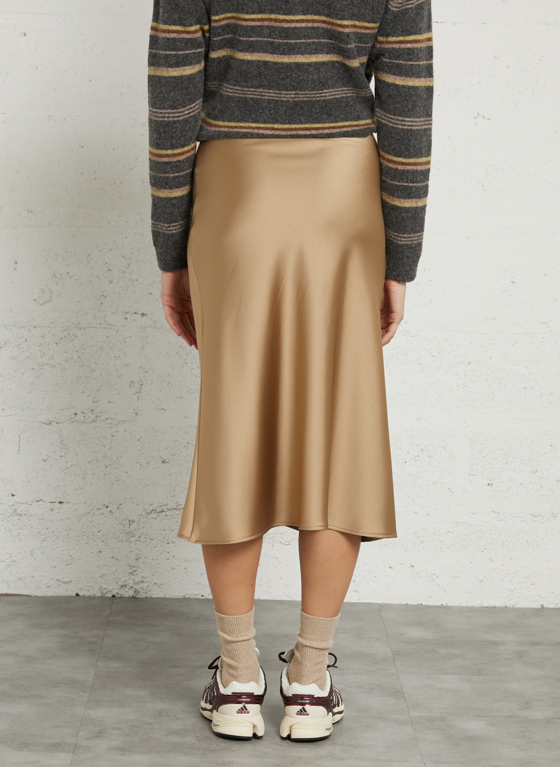 Jupe midi fluide IMPERIAL Beige