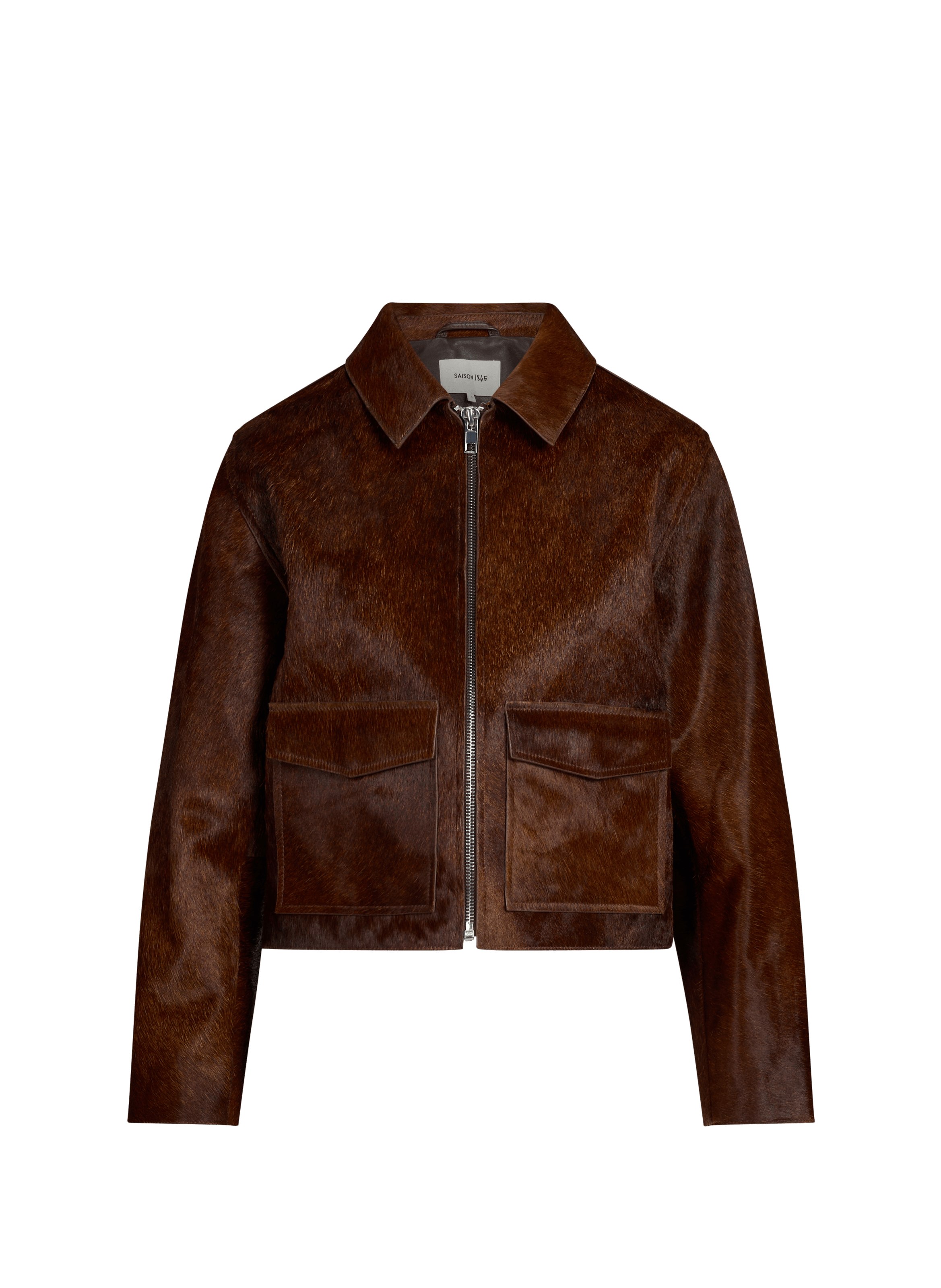 Short bumiu leather jacket in pony skin bumiu SAISON 1865 Brown