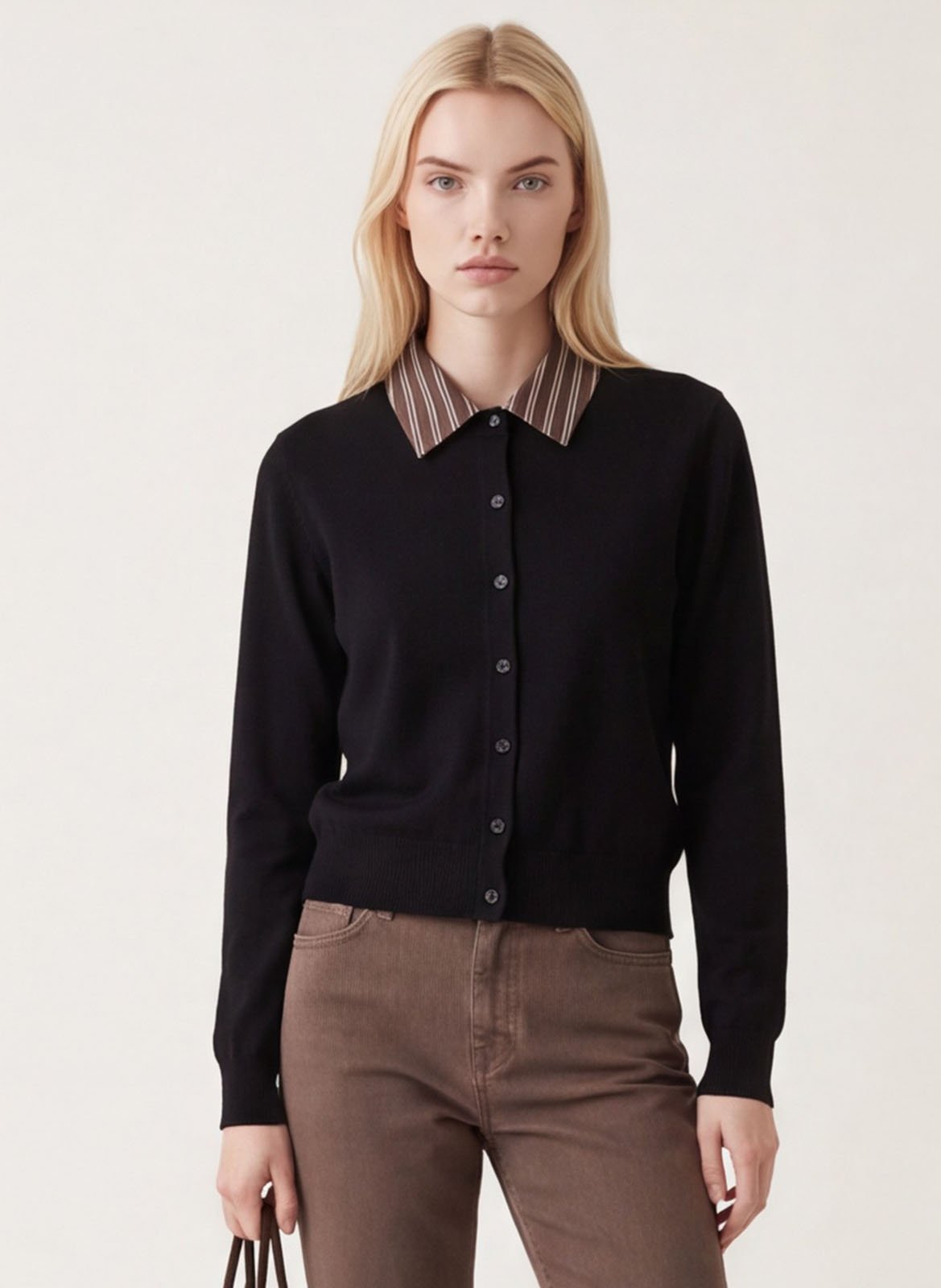 Gilet droit col amovible rayé KOOKAI Noir