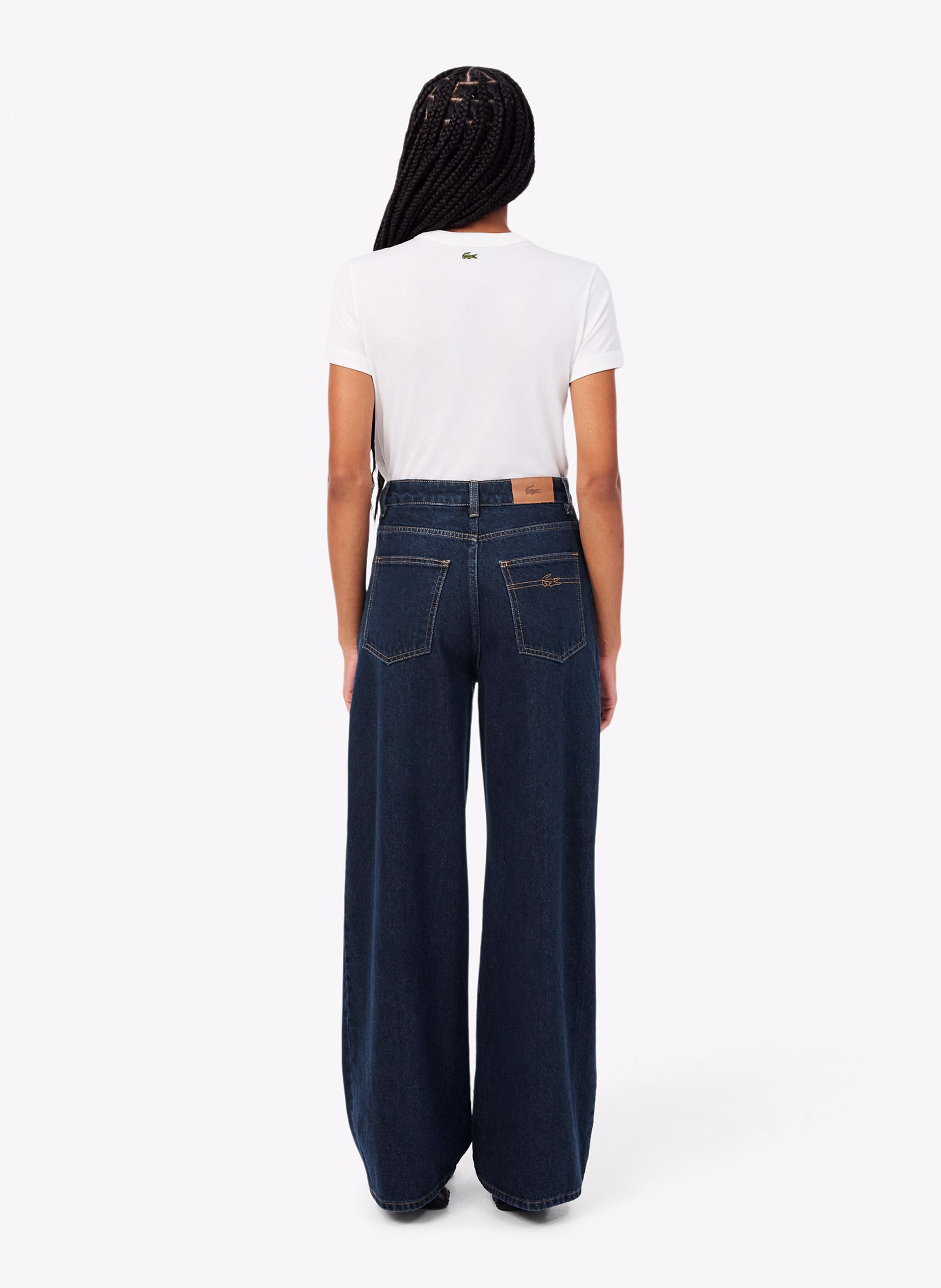 Wijde, katoenen jeans met hoge taille | Blauw LACOSTE Dames