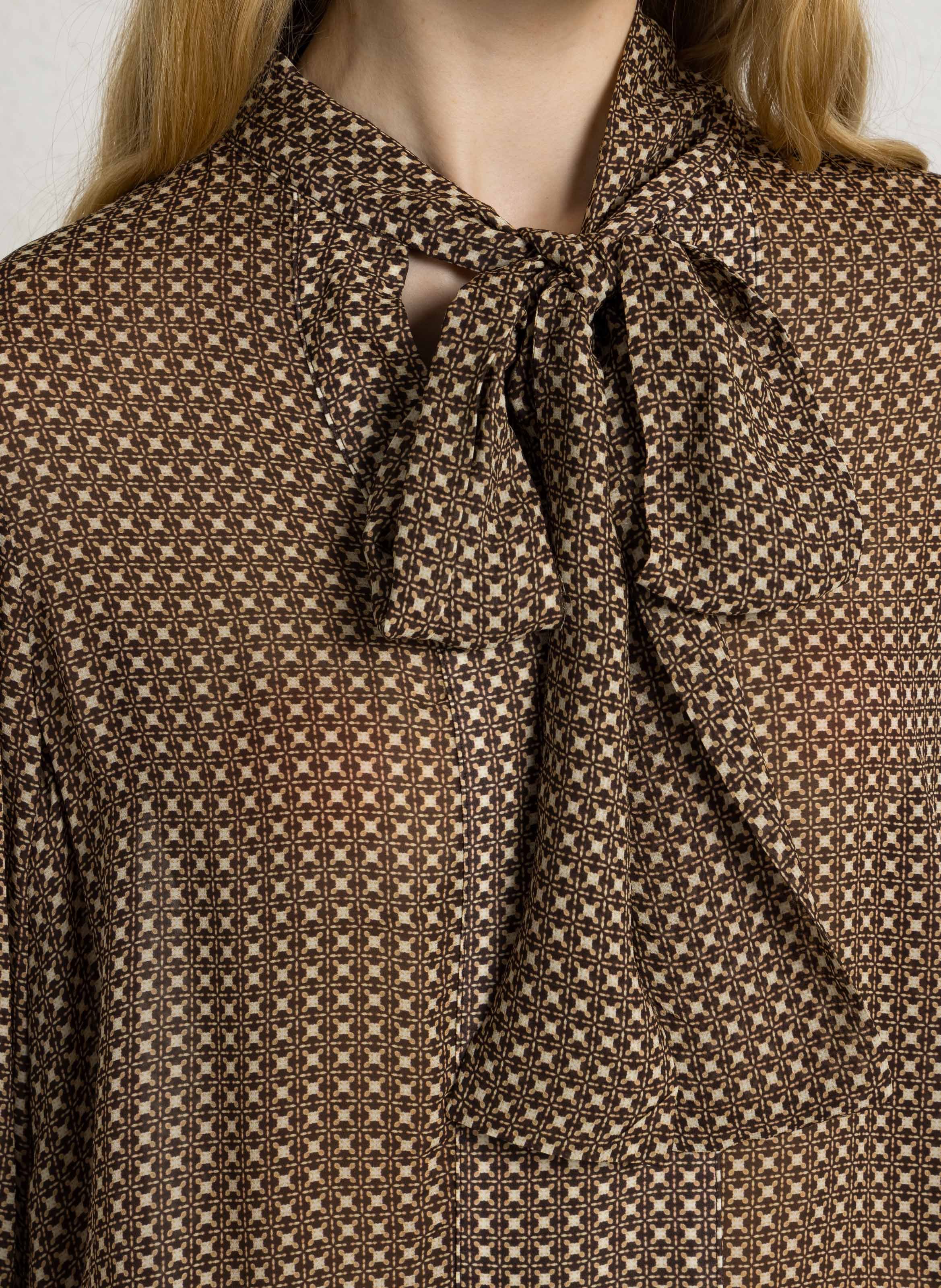 Blouse ample col à nouer  SUD EXPRESS Marron