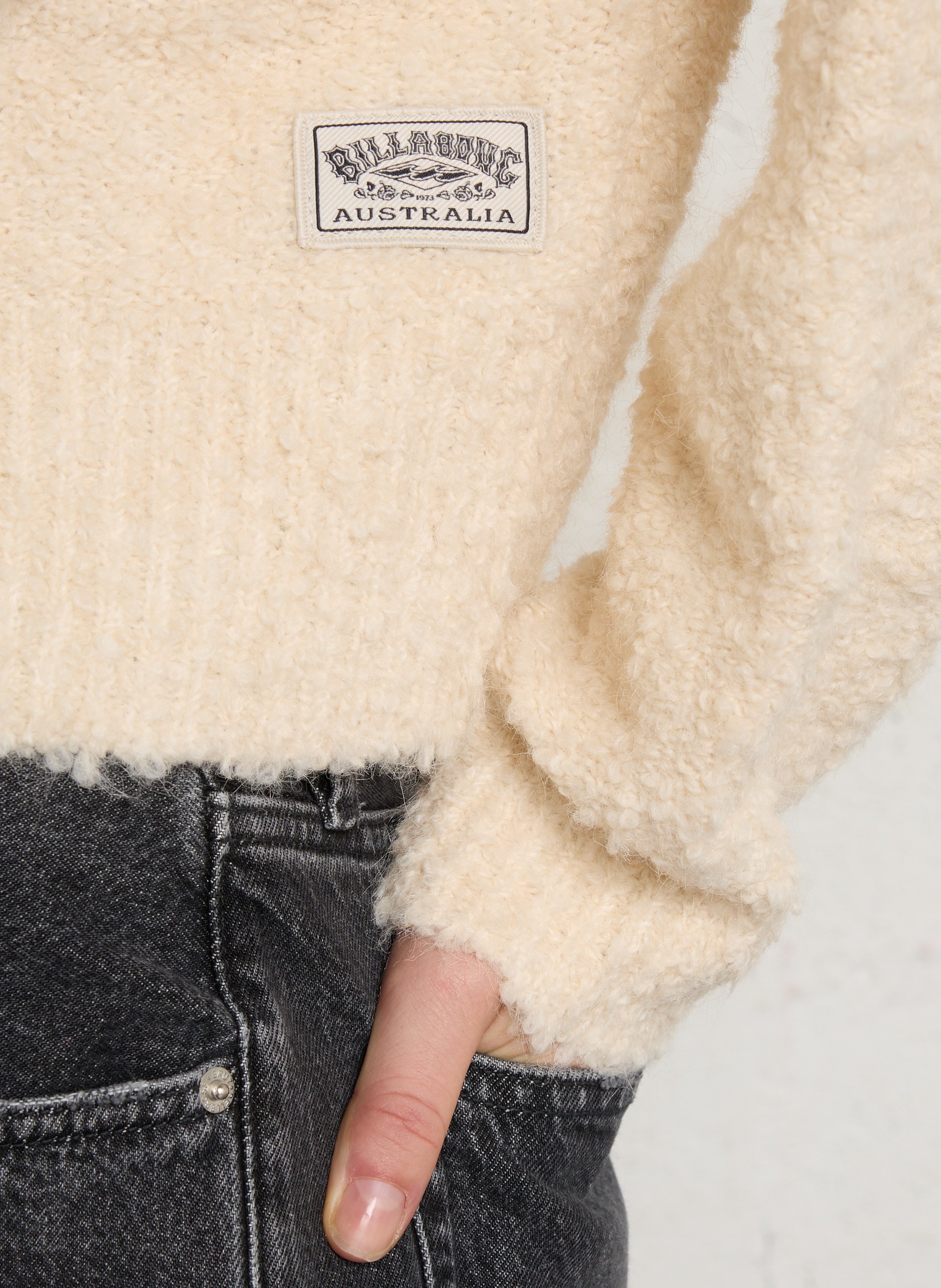 Pull ample col montant zippé BILLABONG Beige