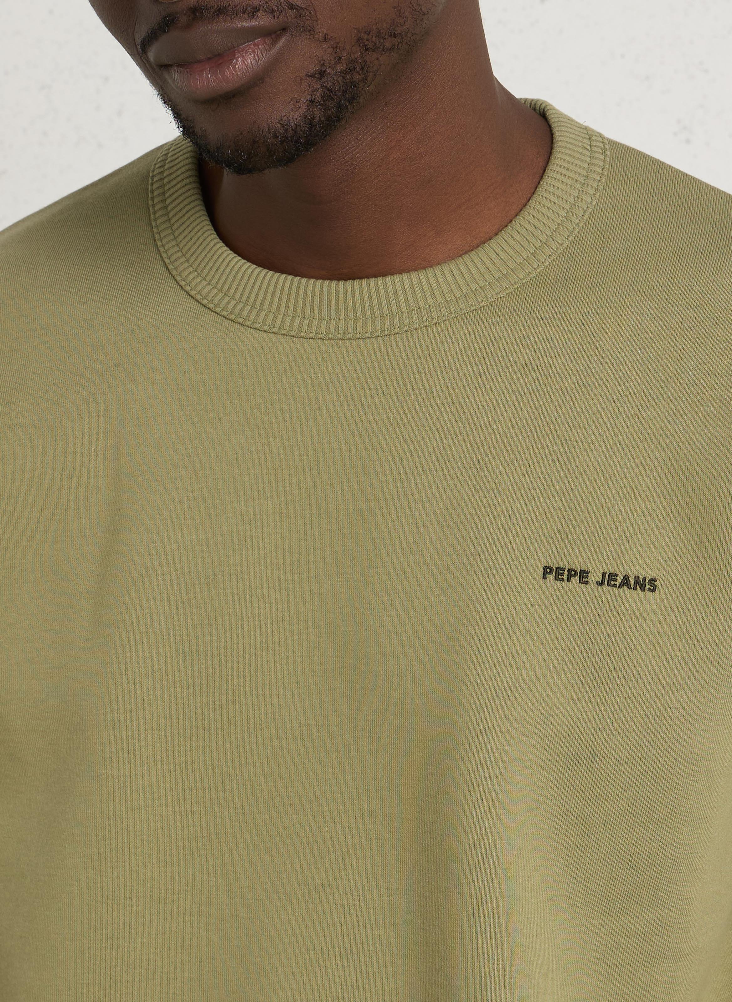Einfarbiges Sweatshirt aus Baumwolle PEPE JEANS Grun