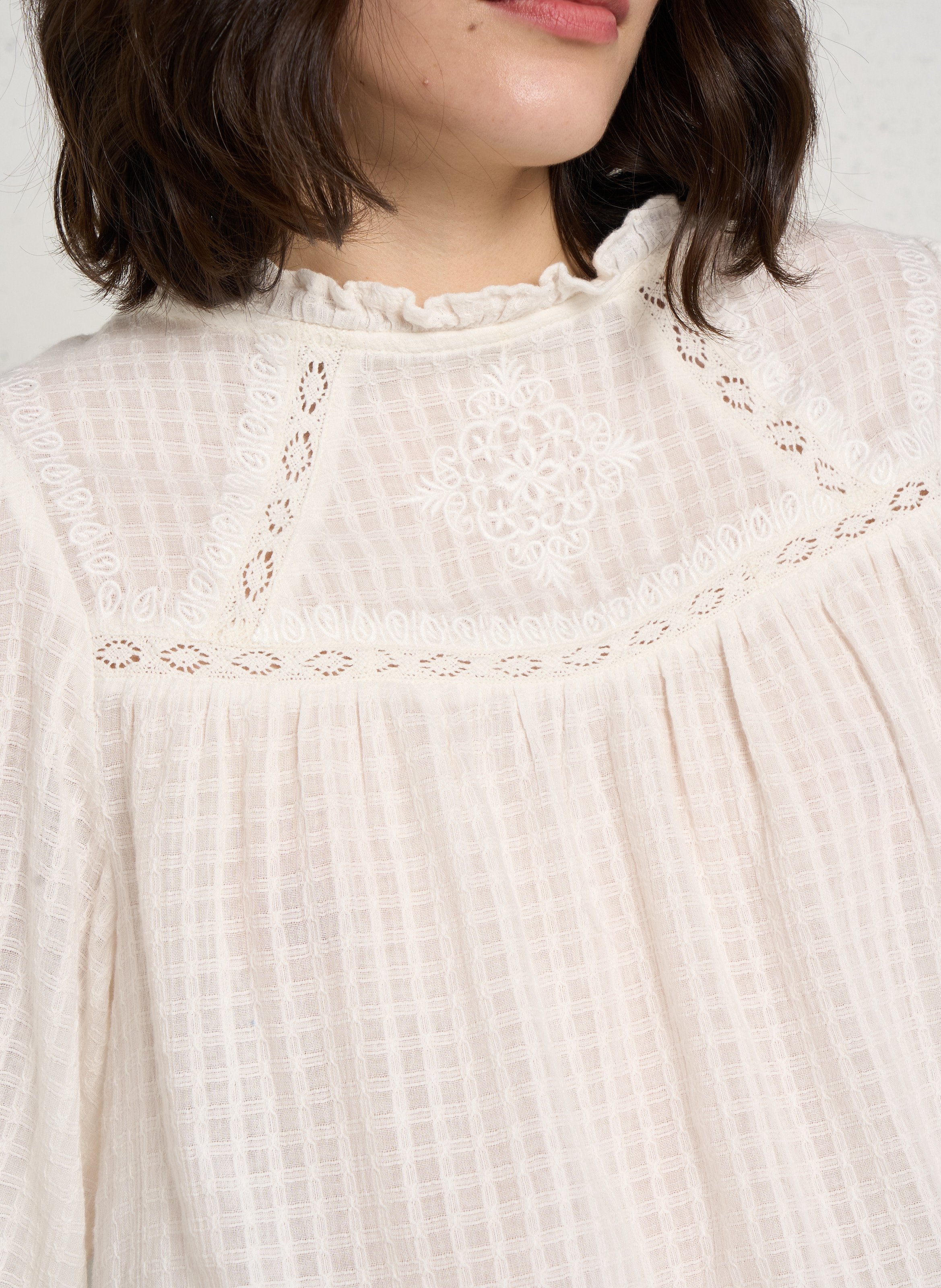 Top manches longues droit en coton LA PETITE ETOILE Beige