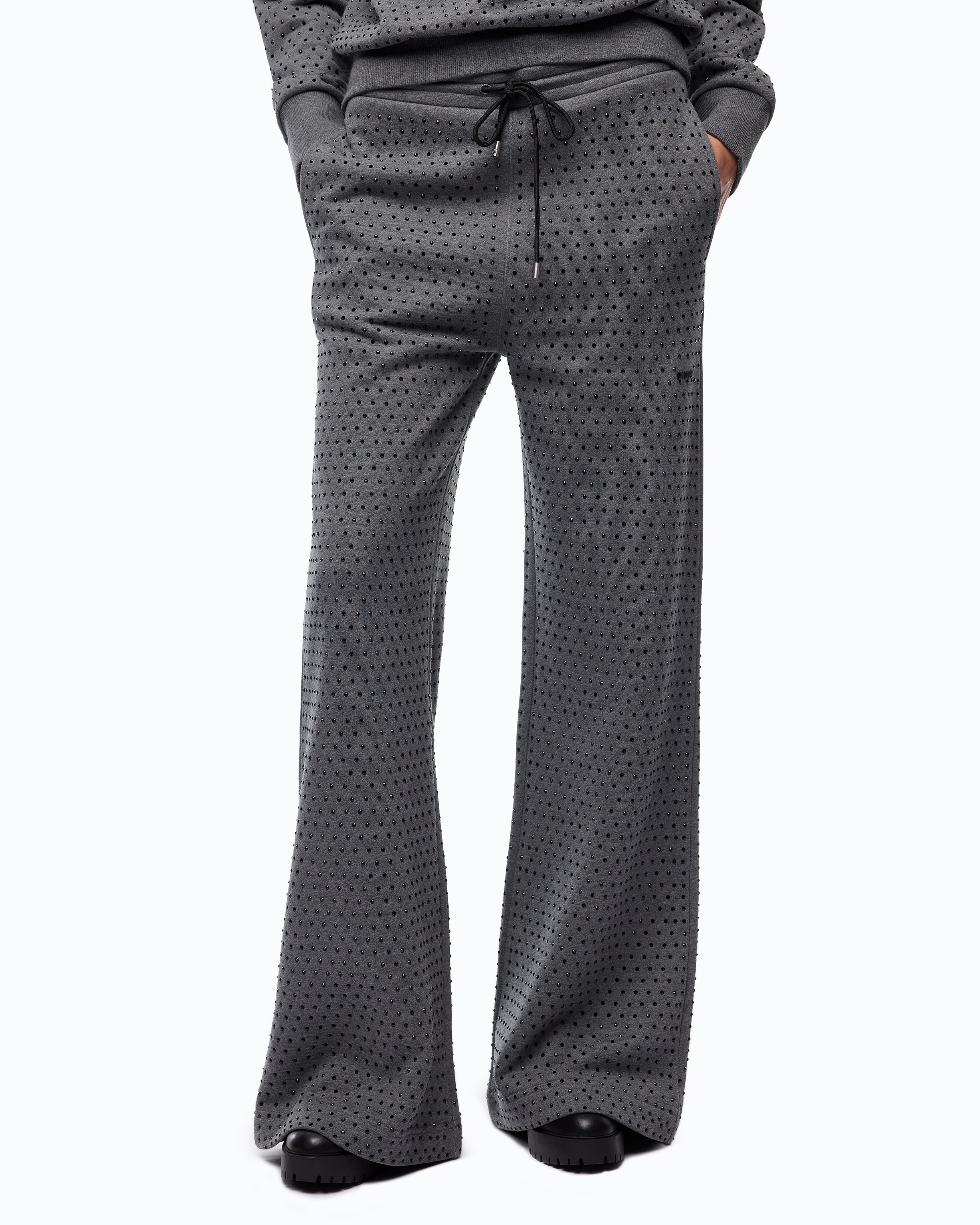 Pantalon en molleton à strass all-over PINKO Gris