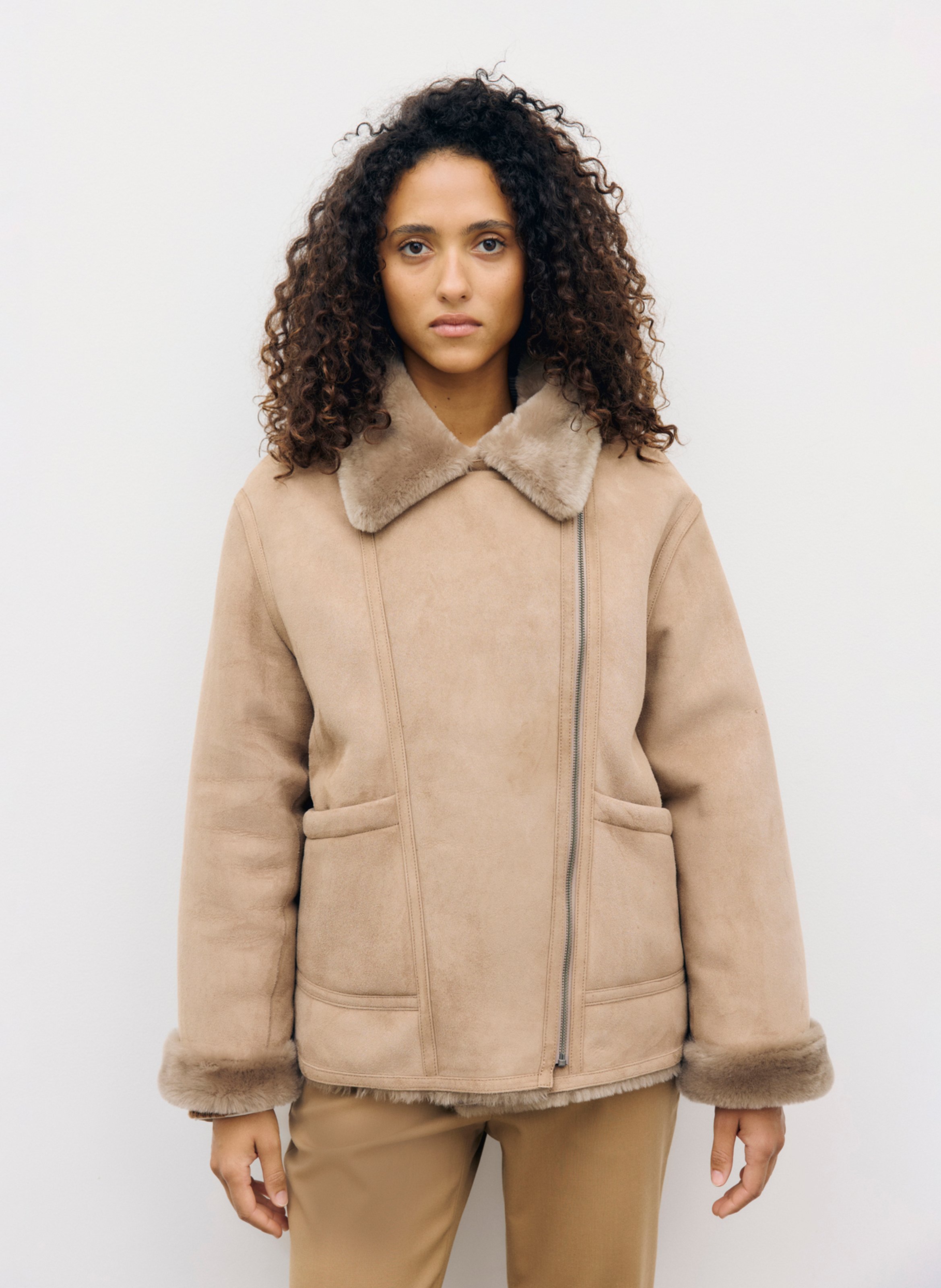 Leather coat with tailored collar GERARD DAREL Brown