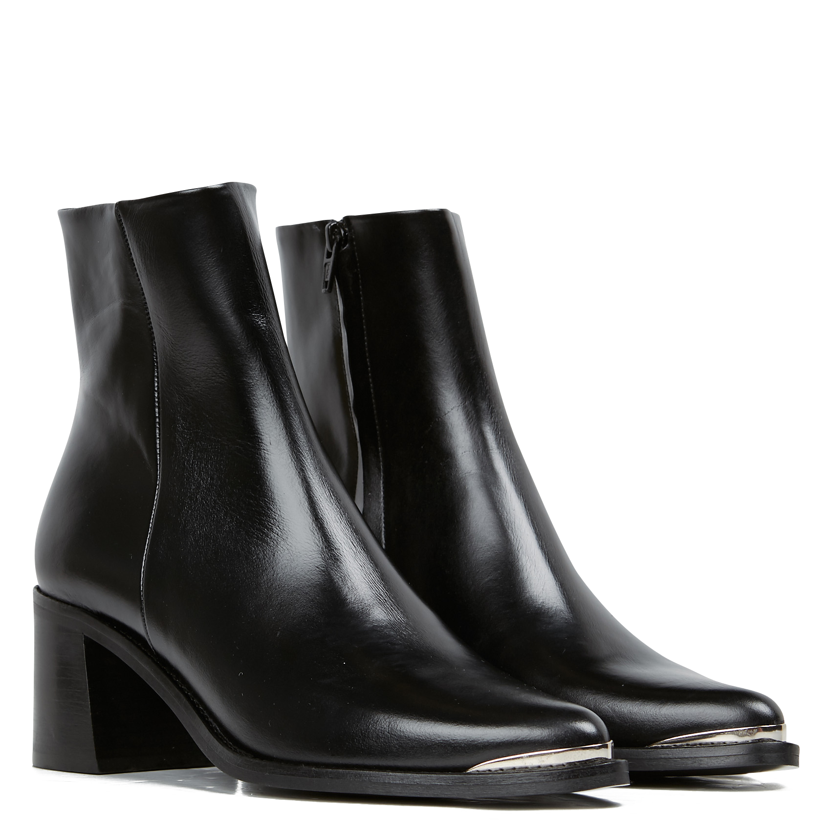 Aged leather mid-calf boots with pointed toe JONAK Black