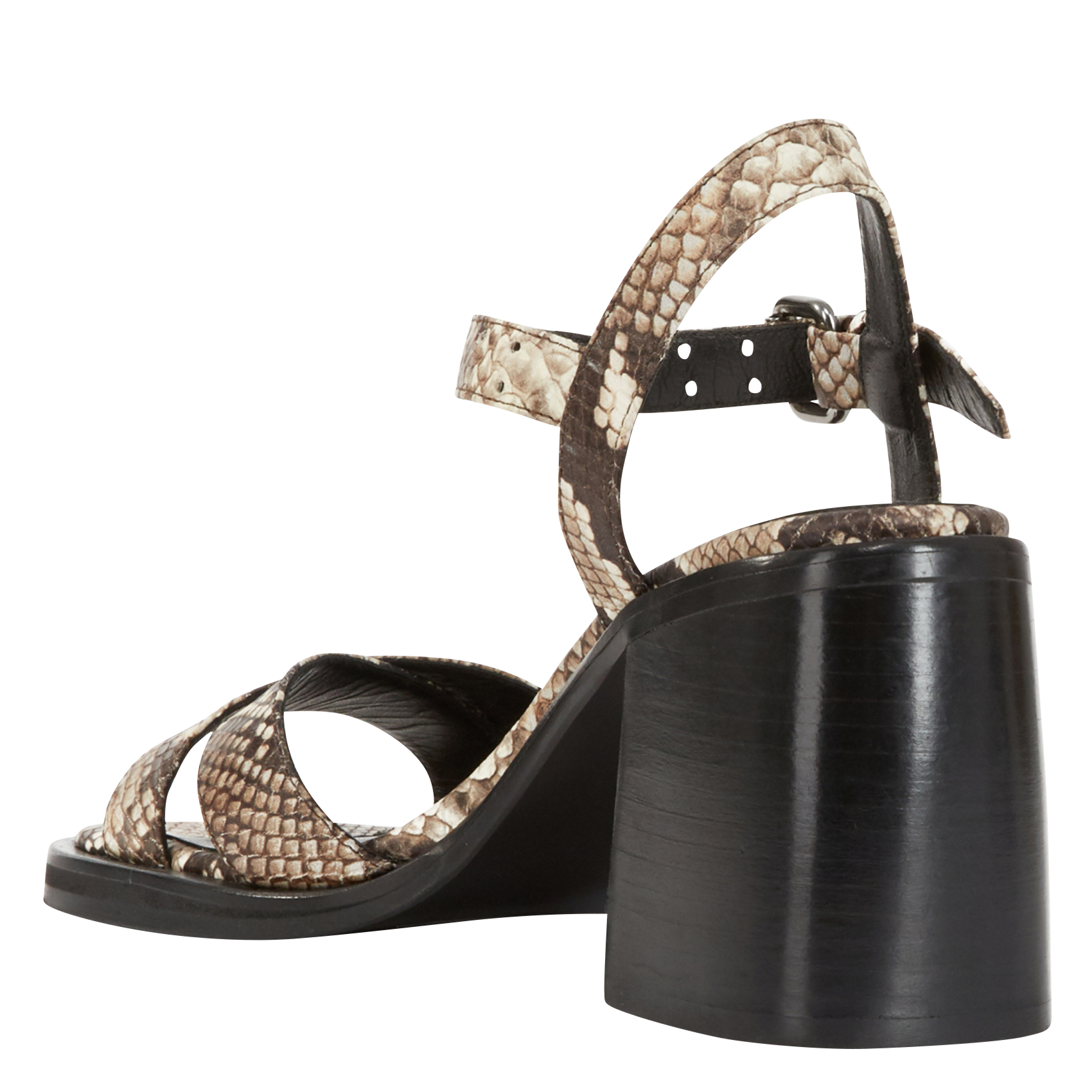 Sandales embossé python en cuir Beige