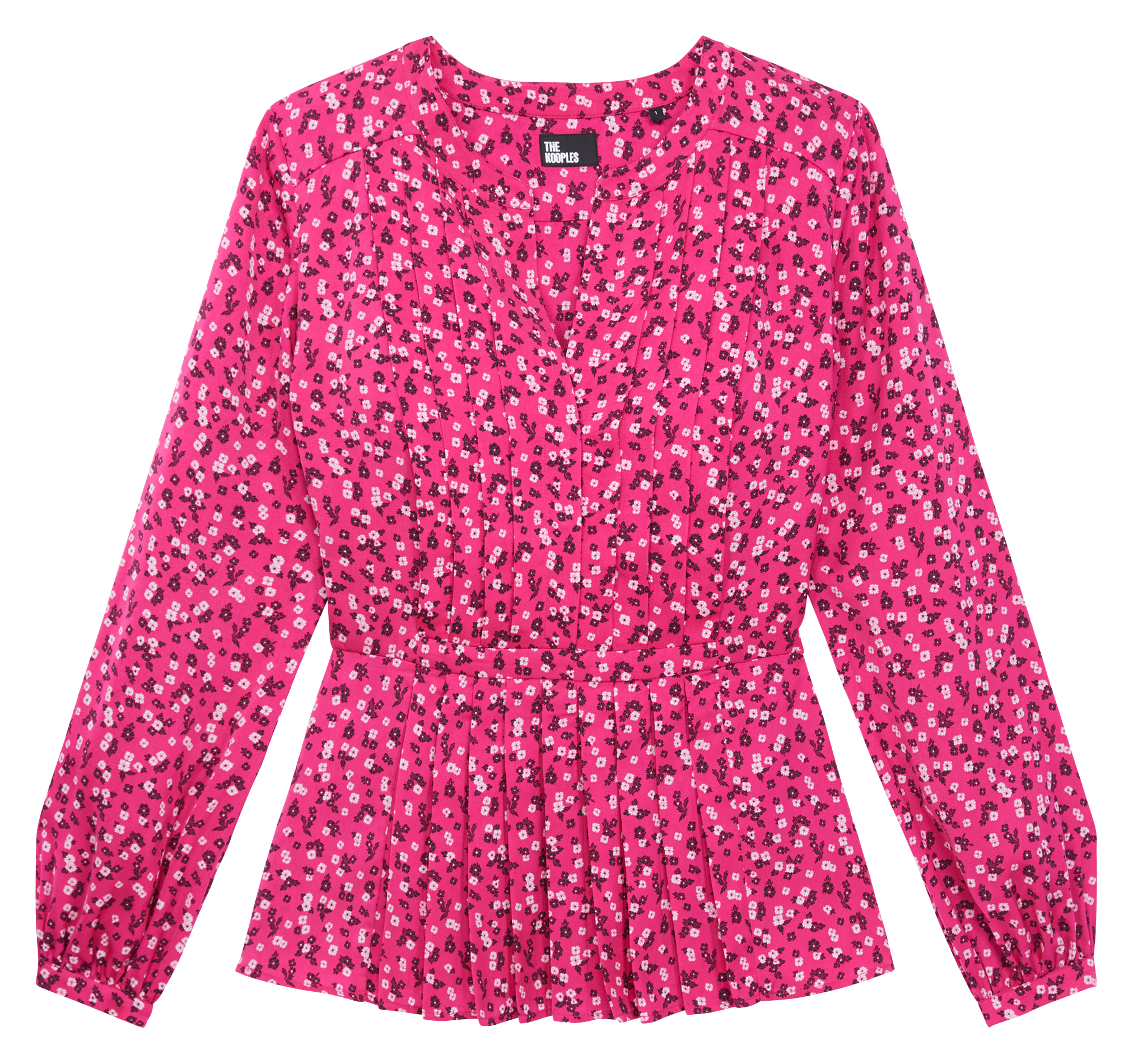 Pleated printed top with Tunisian collar THE KOOPLES Pink