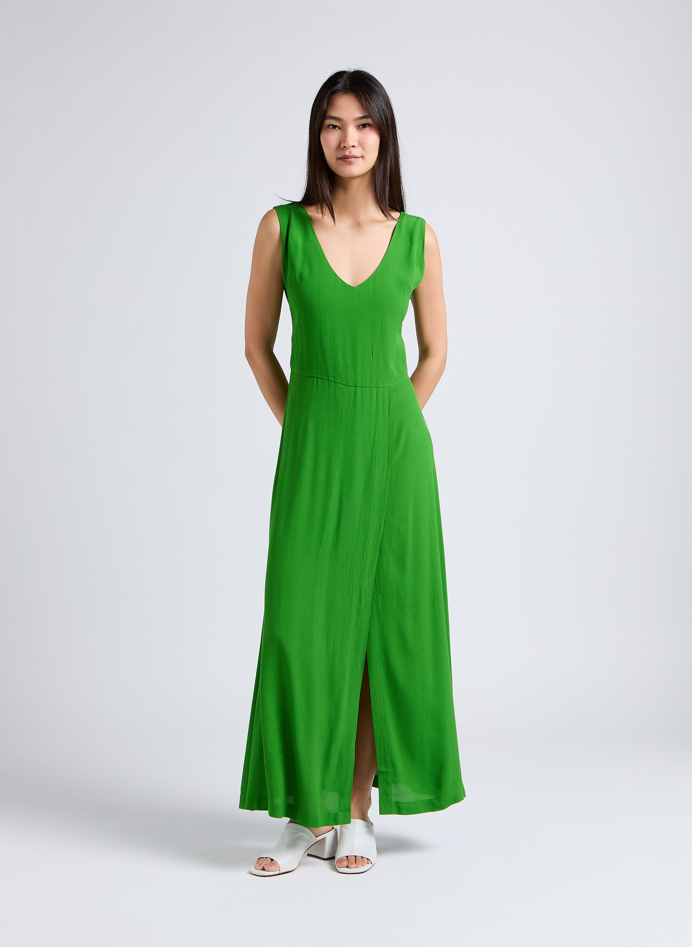 Lange jurk met V-hals KARMA KOMA Groen