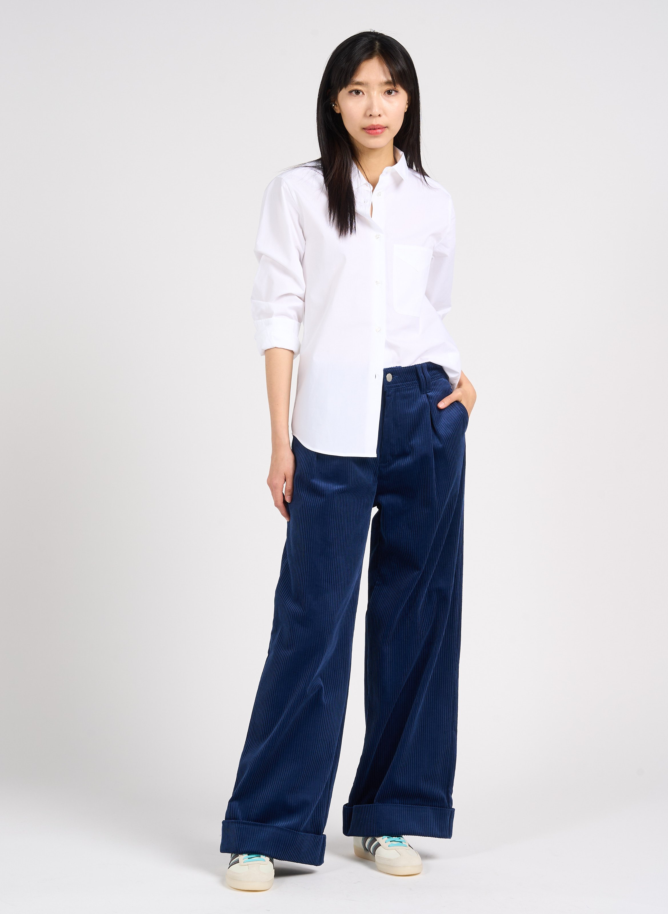 Straight cotton shirt with classic collar ACQUAVERDE White