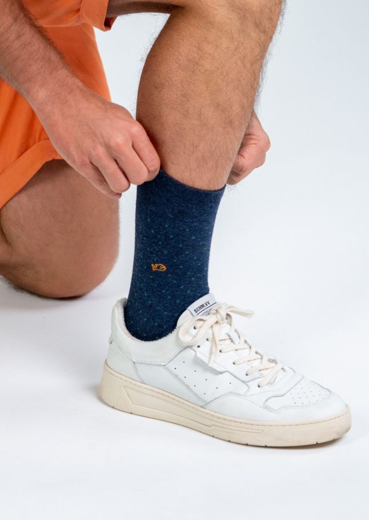 Combed cotton socks with polka dots BILLYBELT Blue